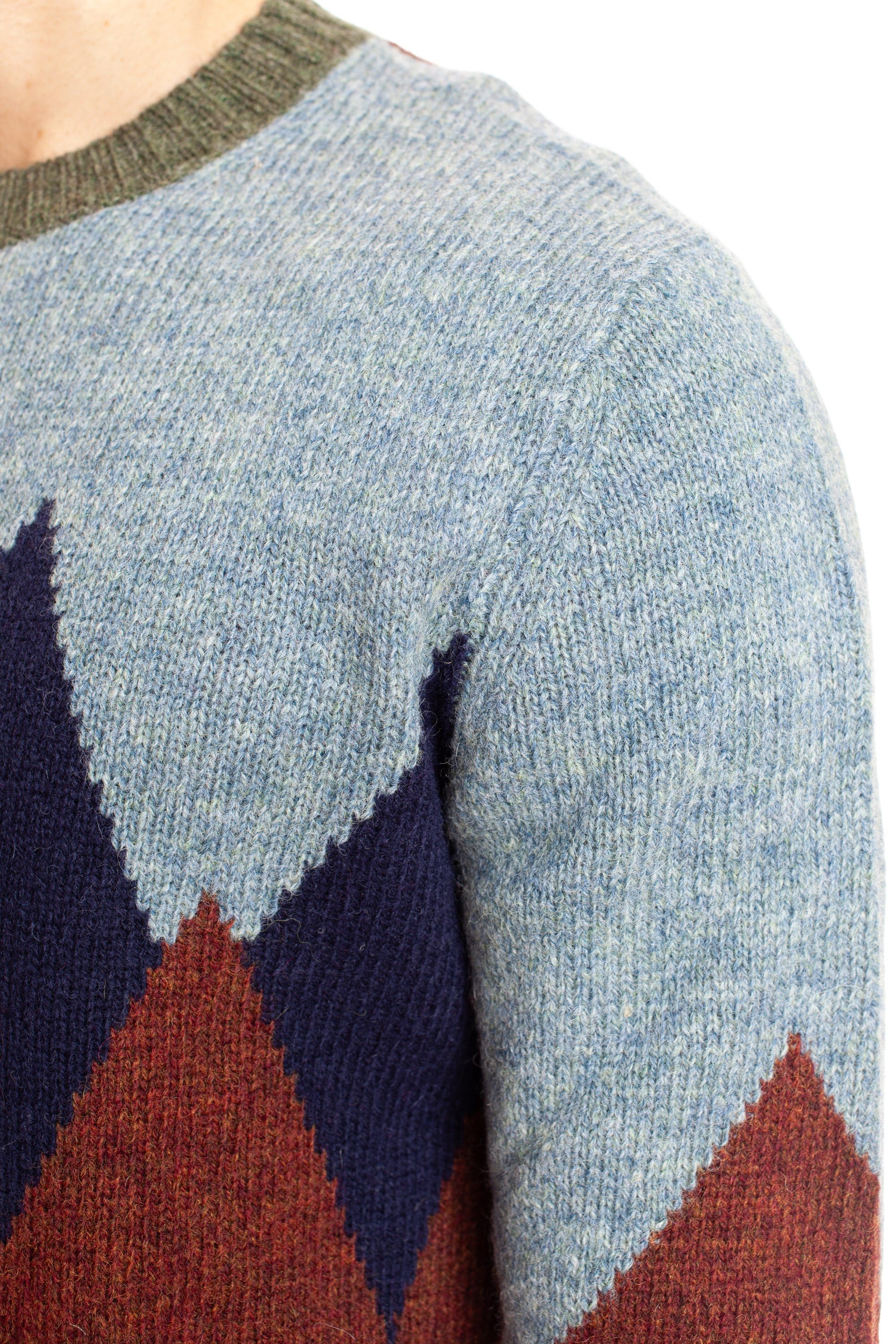 Diamond patterned soft shetland crewneck