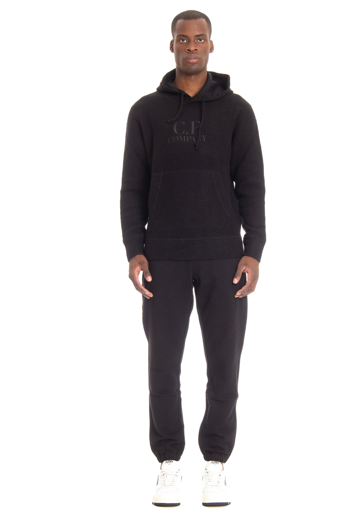 Felpa orsetto in lana con cappuccio e logo tono su tono CMSS321A 006619G999 CP Company