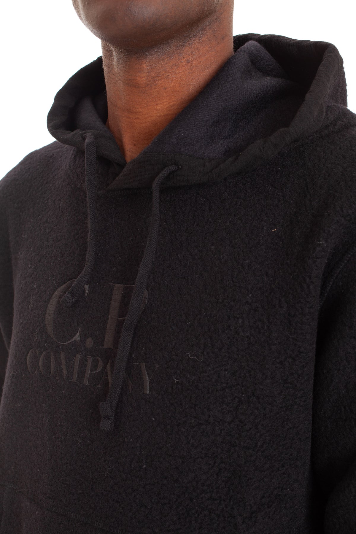Felpa orsetto in lana con cappuccio e logo tono su tono CMSS321A 006619G999 CP Company