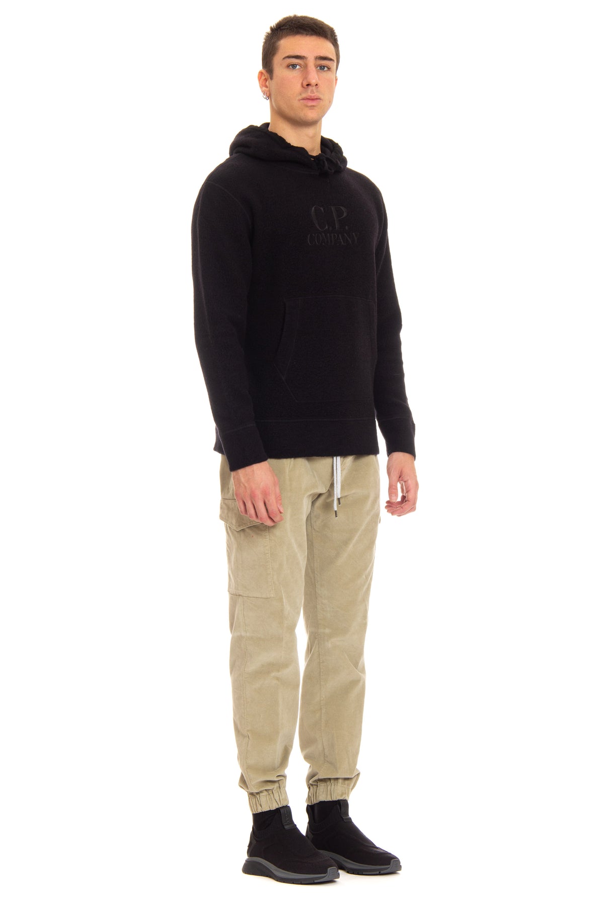 CP Company Felpa orsetto in lana con cappuccio e logo tono su tono CMSS321A 006619G/2 999 