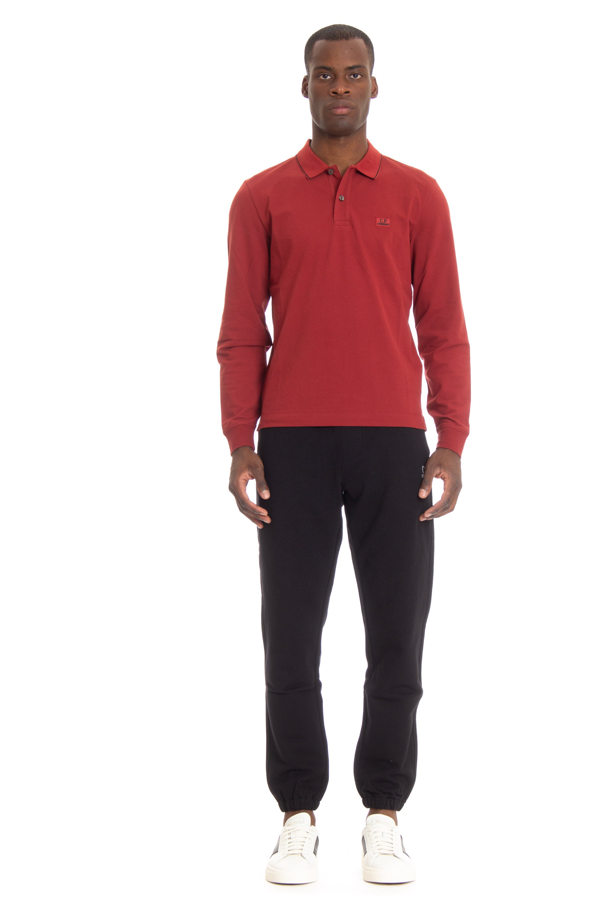 Long-sleeved polo shirt in stretch piquet