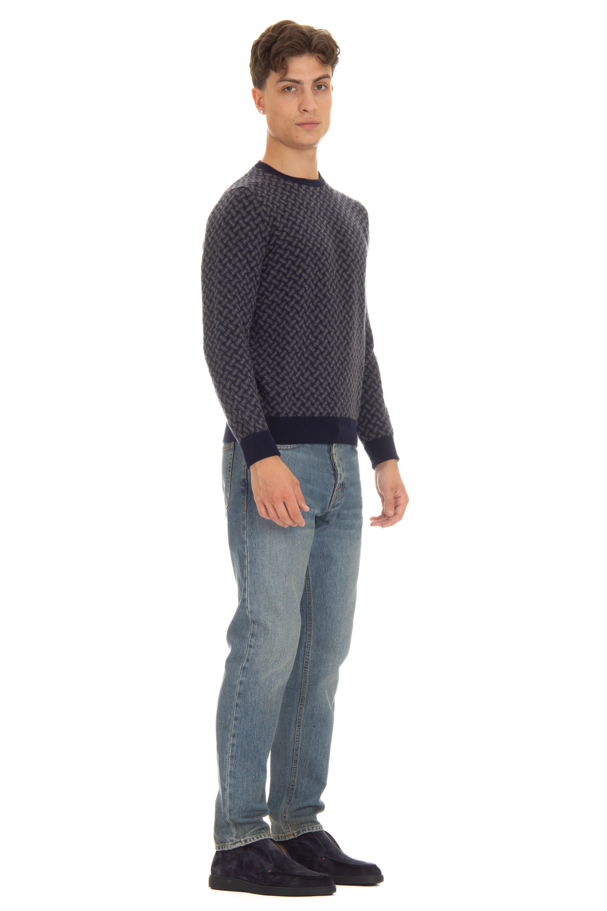 Biscuit crew neck sweater in pure cashmere