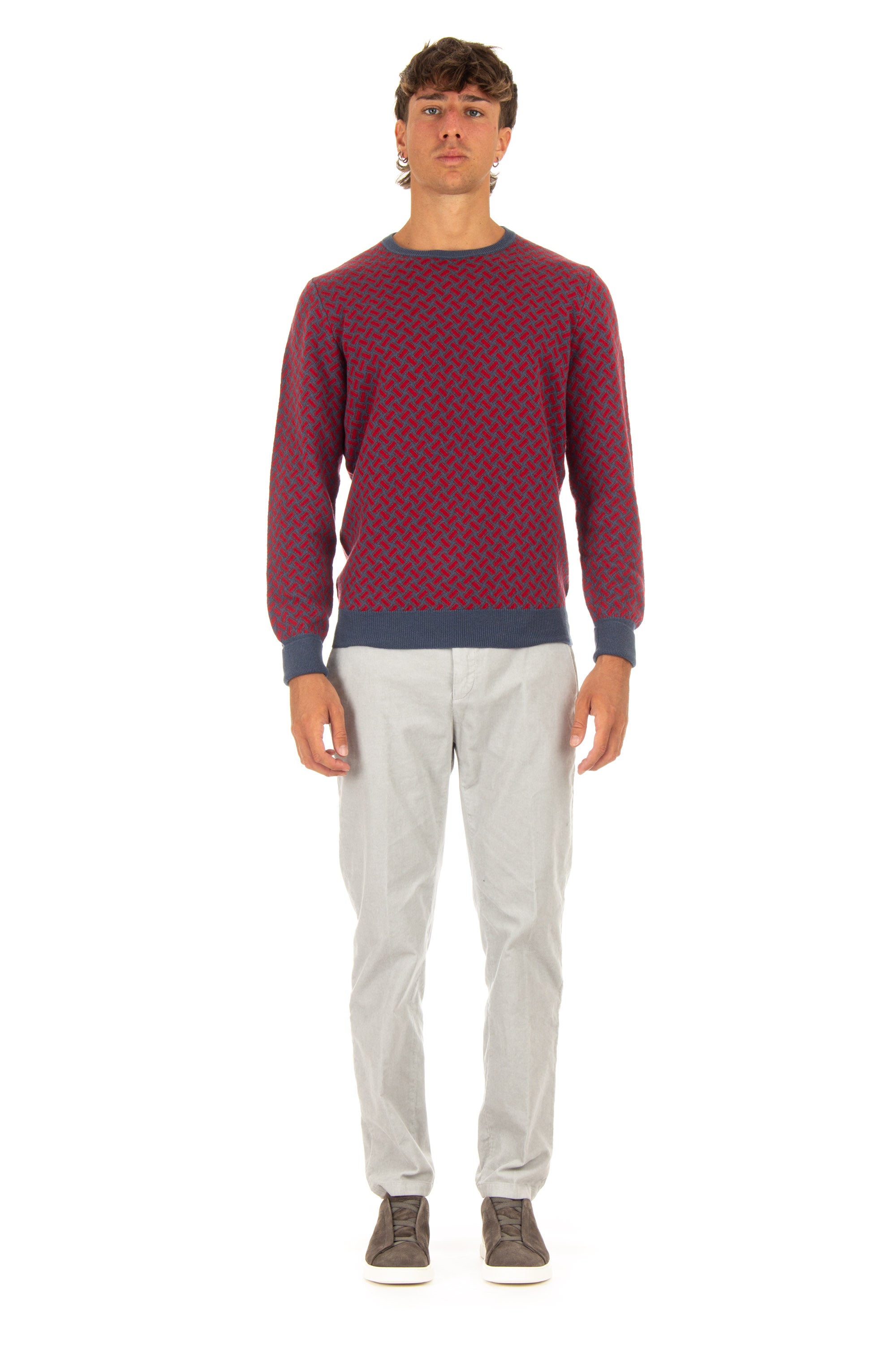 Biscuit crew neck sweater in pure cashmere