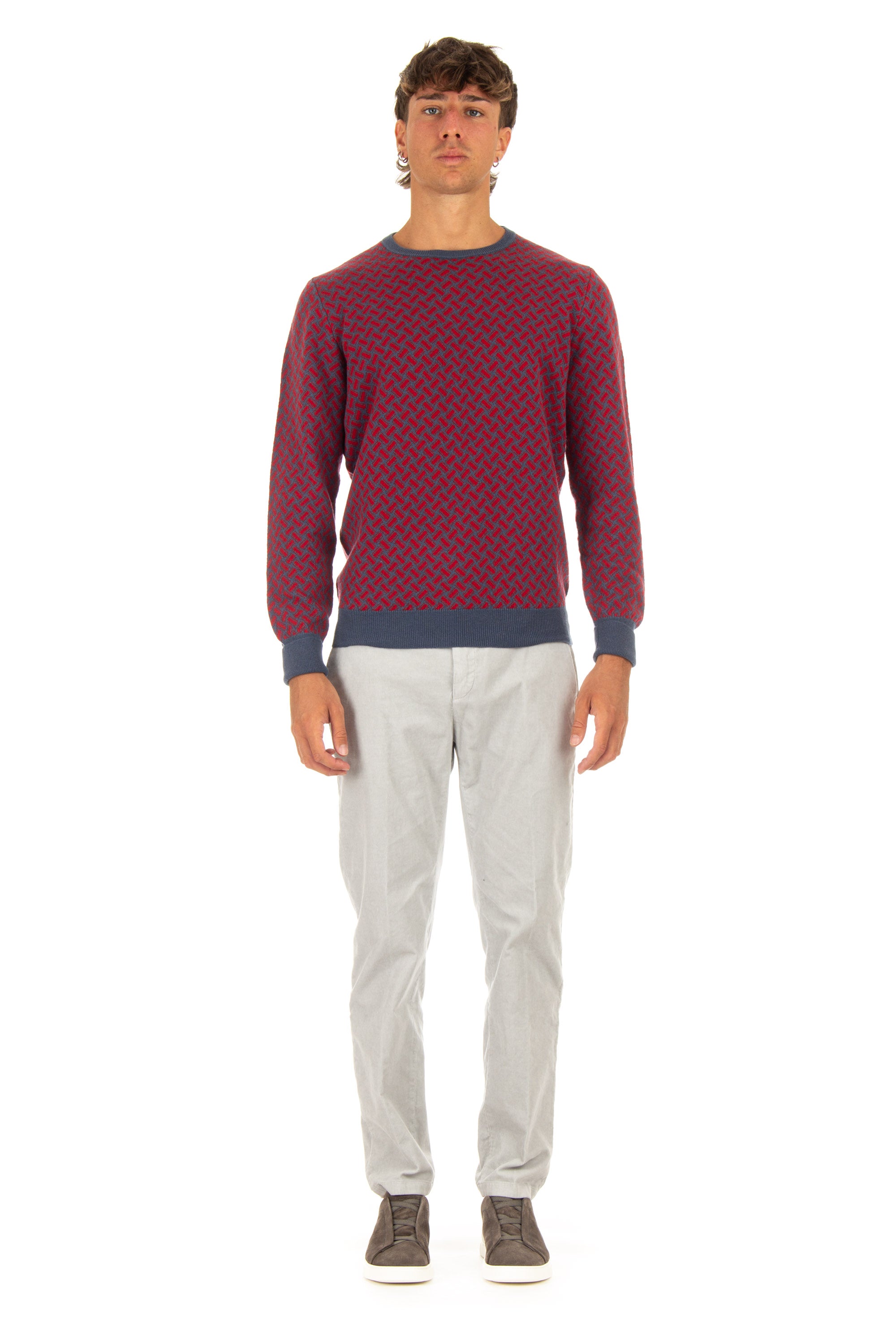 Maglia girocollo biscottino in puro cashmere