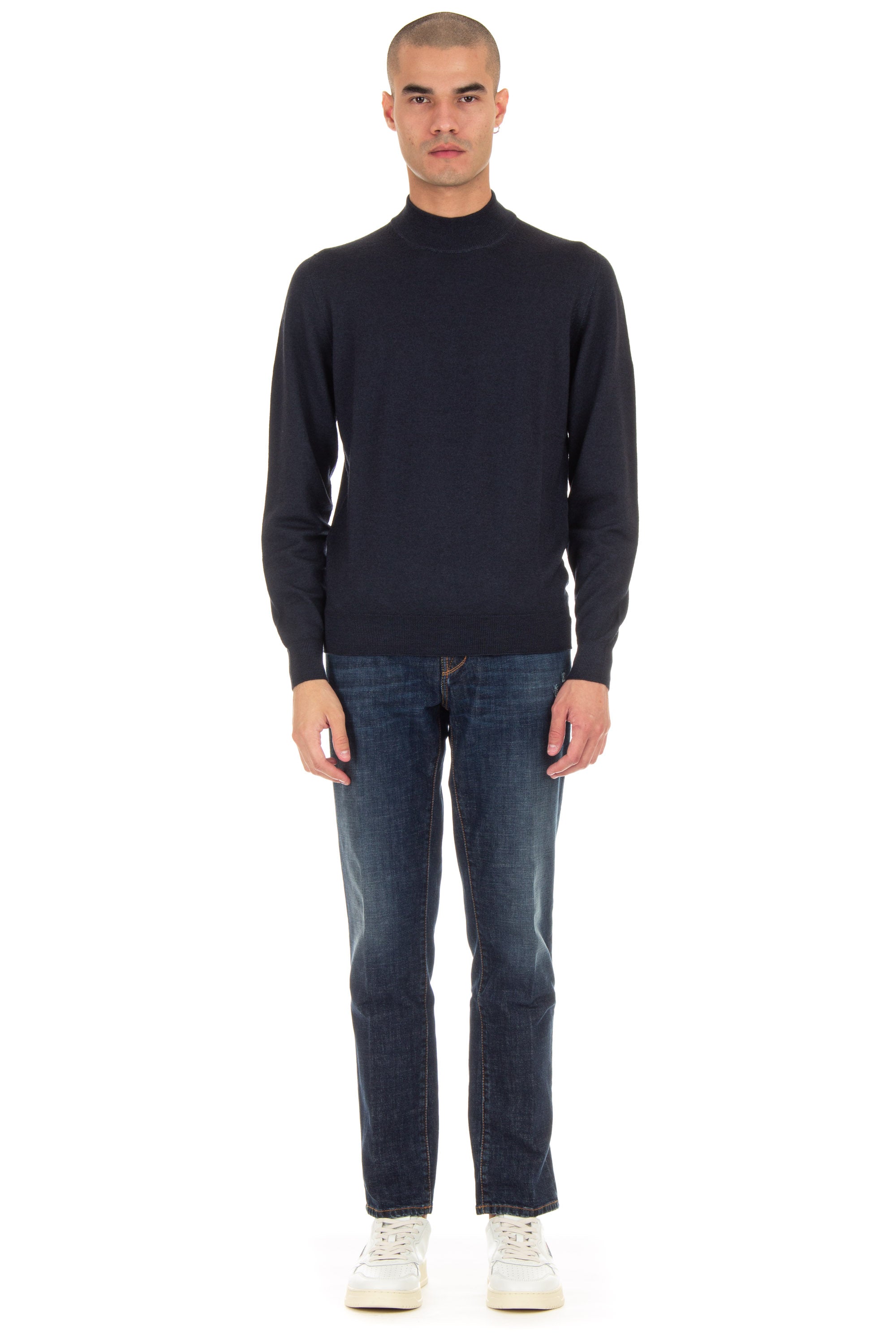 Mock neck sweater in frosted wool