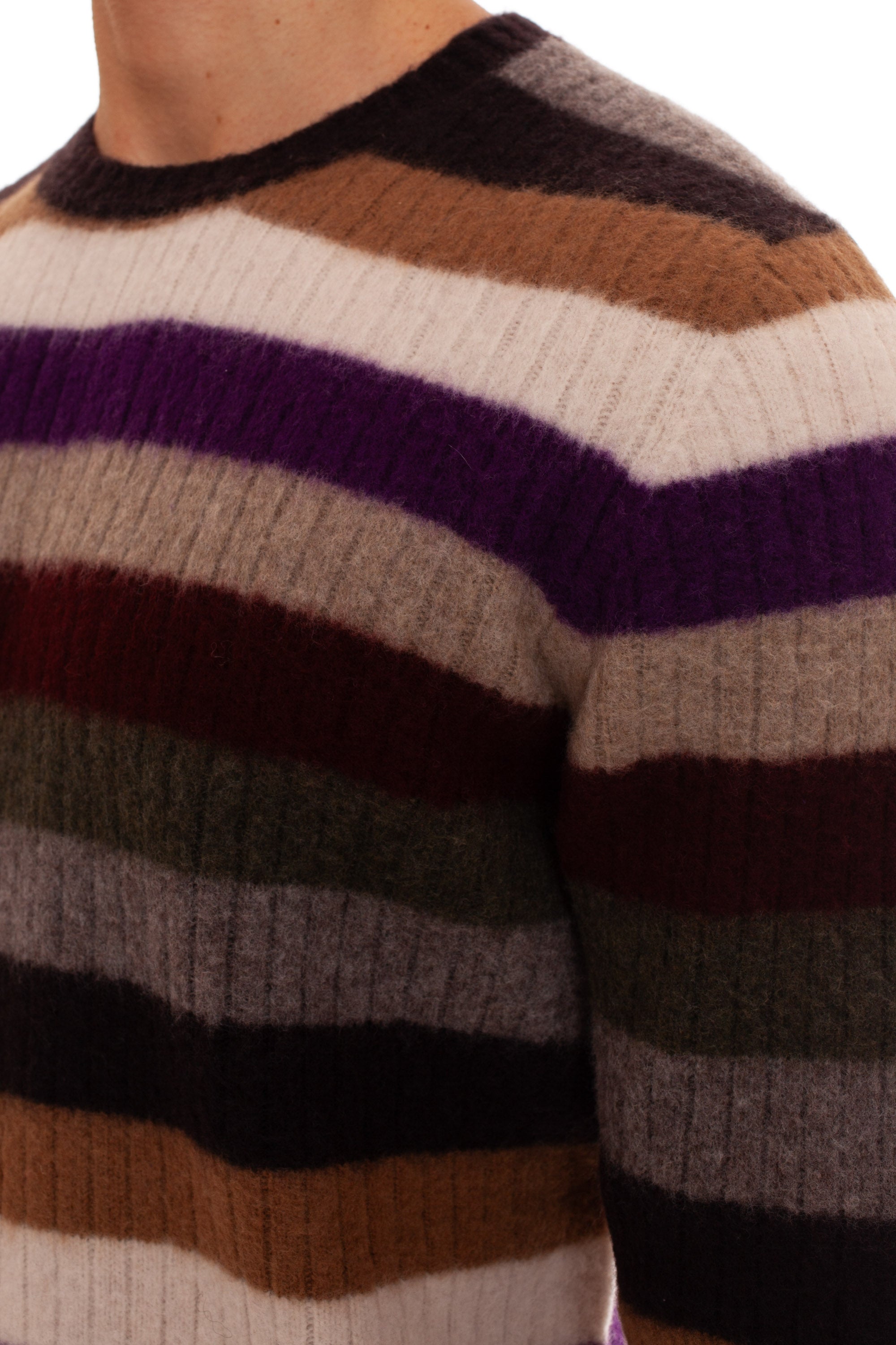 Striped lambswool crew neck sweater