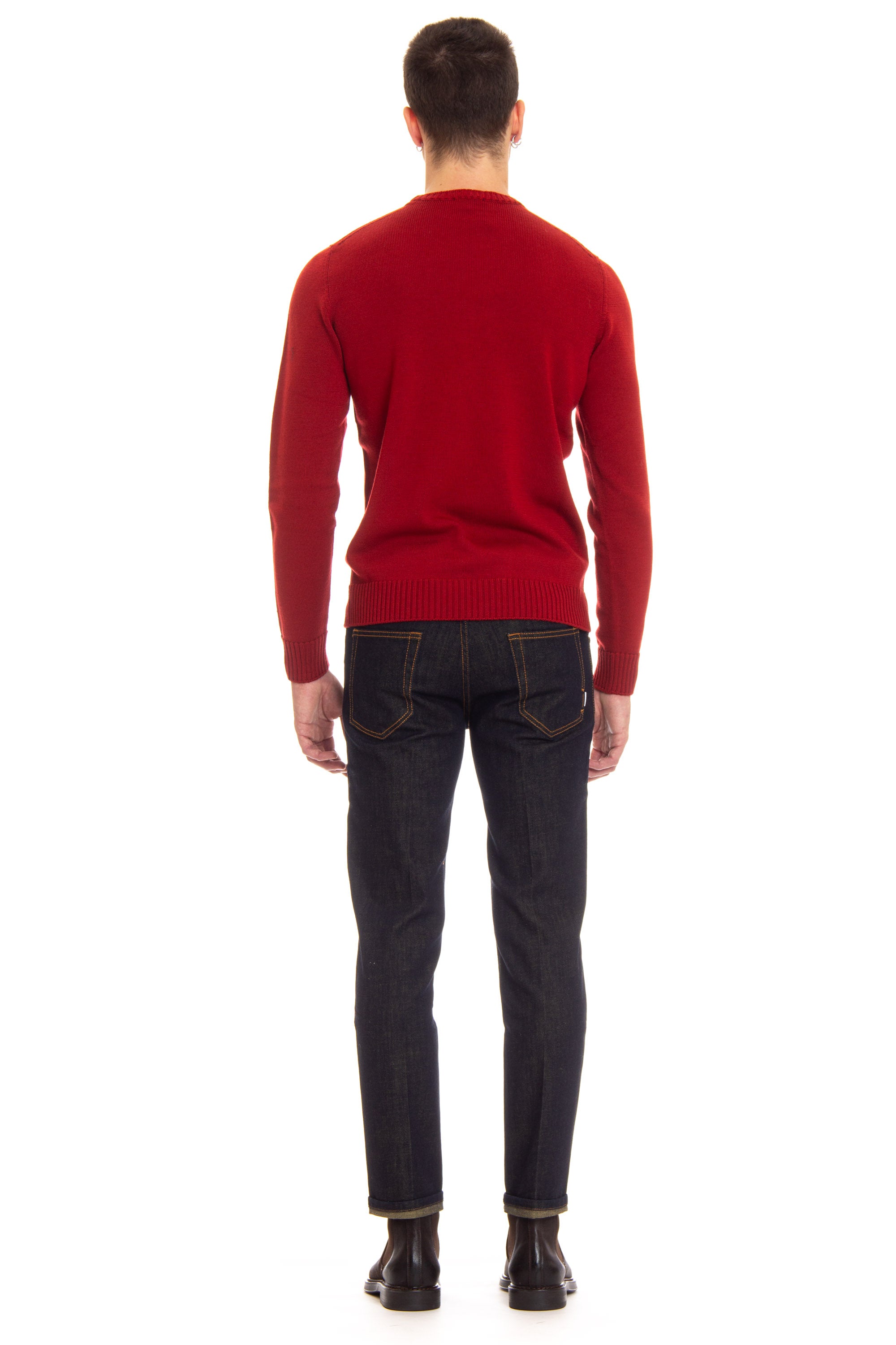 Crew-neck sweater in 7 gauge merino wool