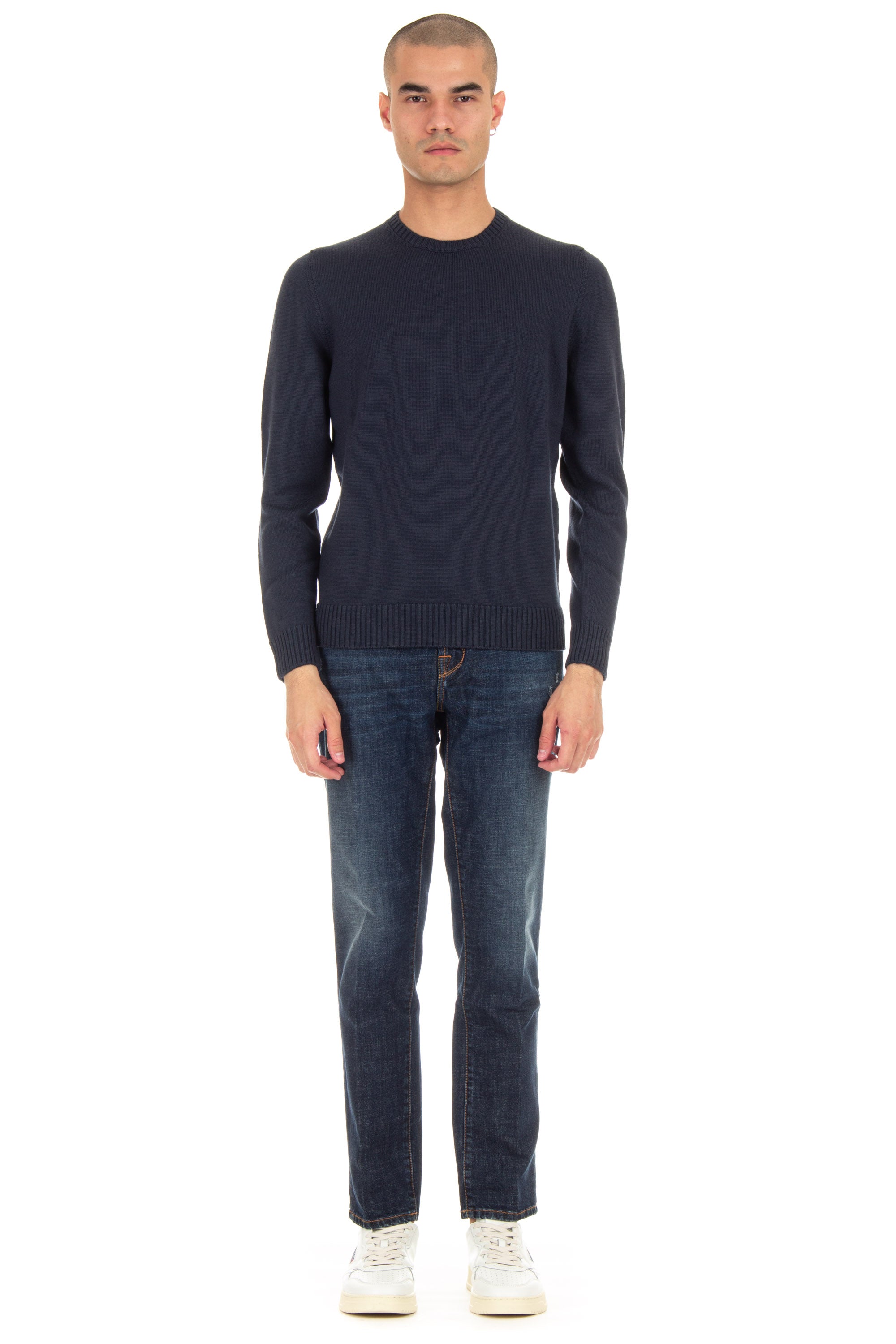 Crew-neck sweater in 7 gauge merino wool