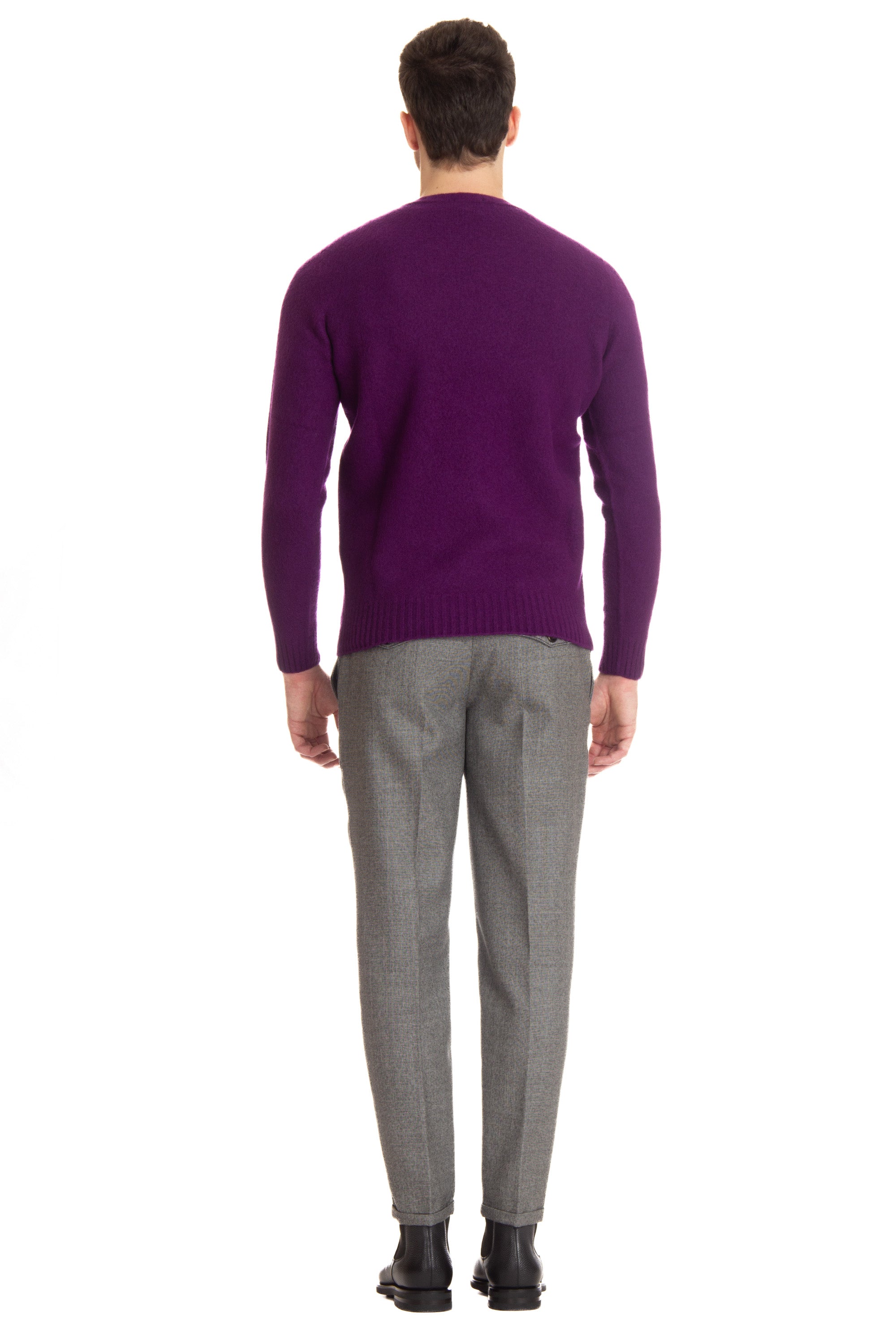 Crew-neck sweater in brushed wool