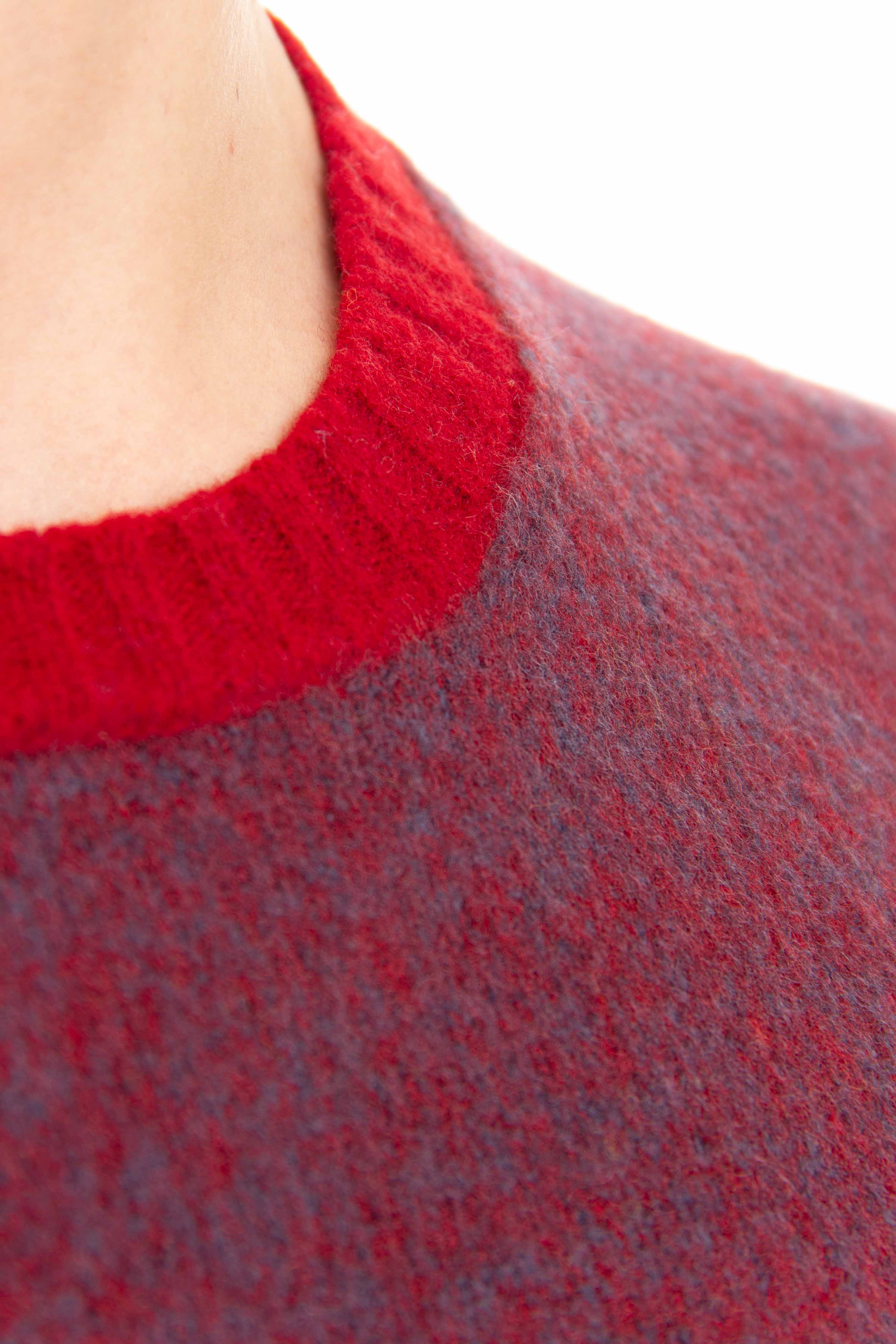 Crew-neck sweater in moulinè brushed wool