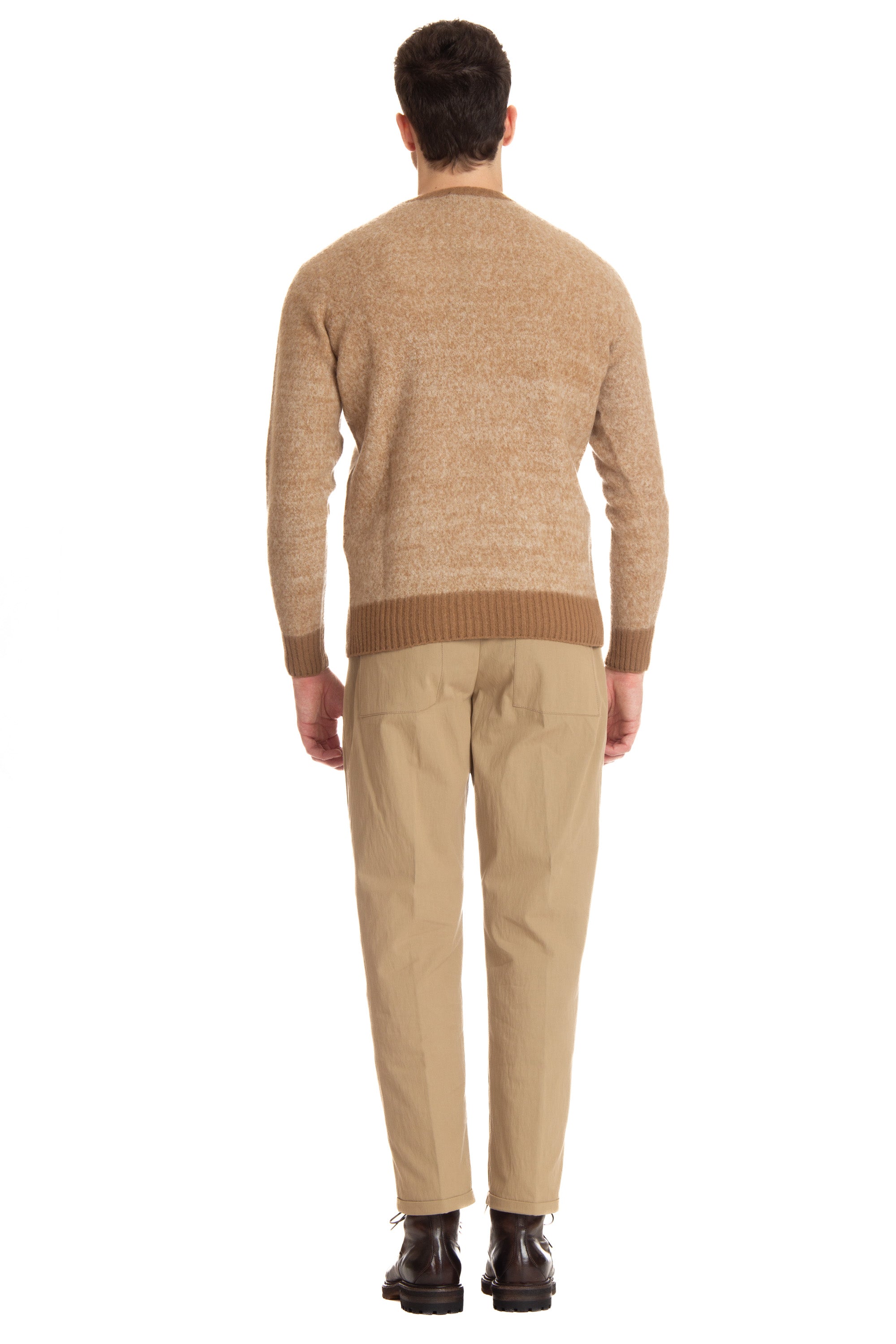 Crew-neck sweater in supersoft brushed wool