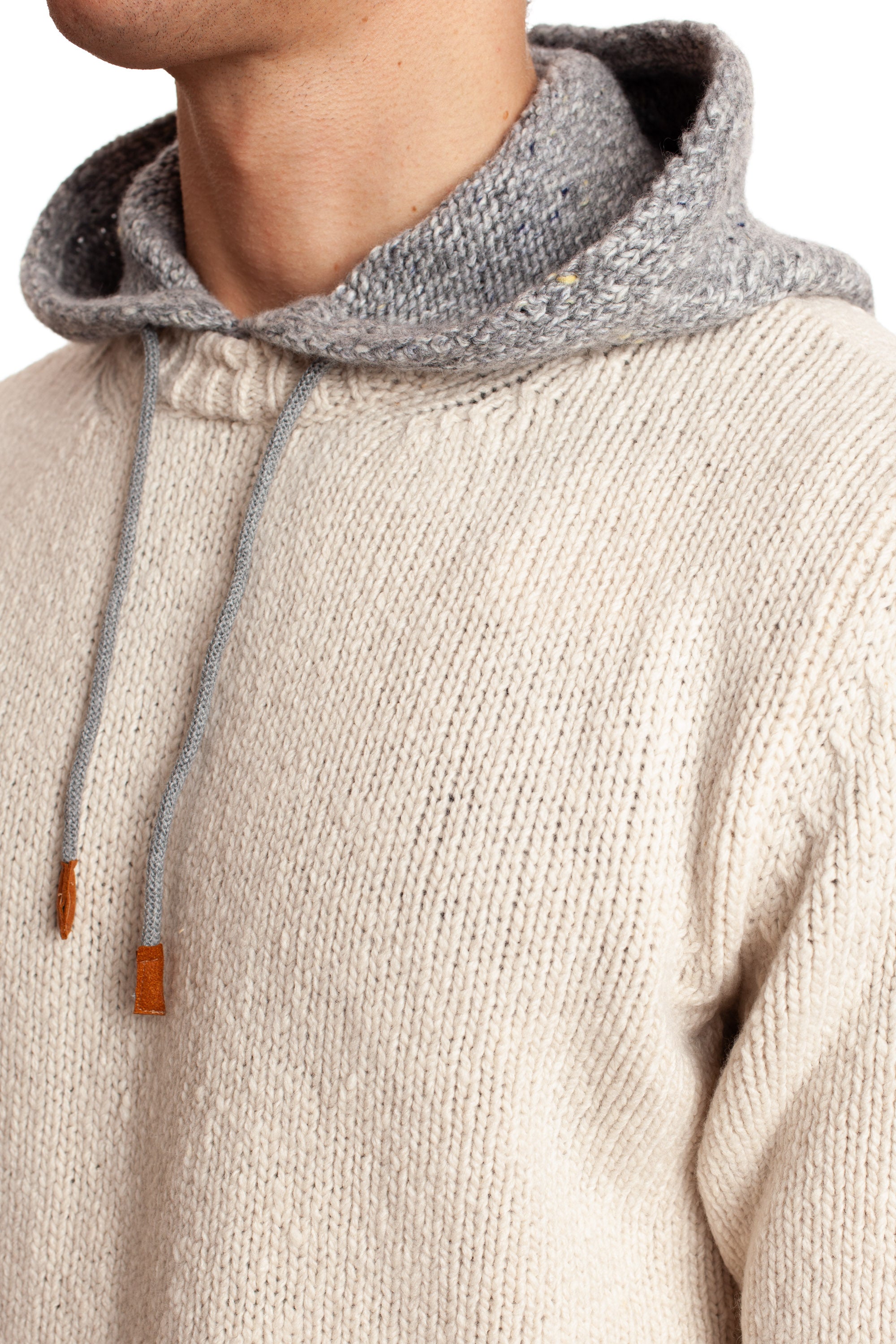 Hooded sweater in gauge 3 wool-cashmere