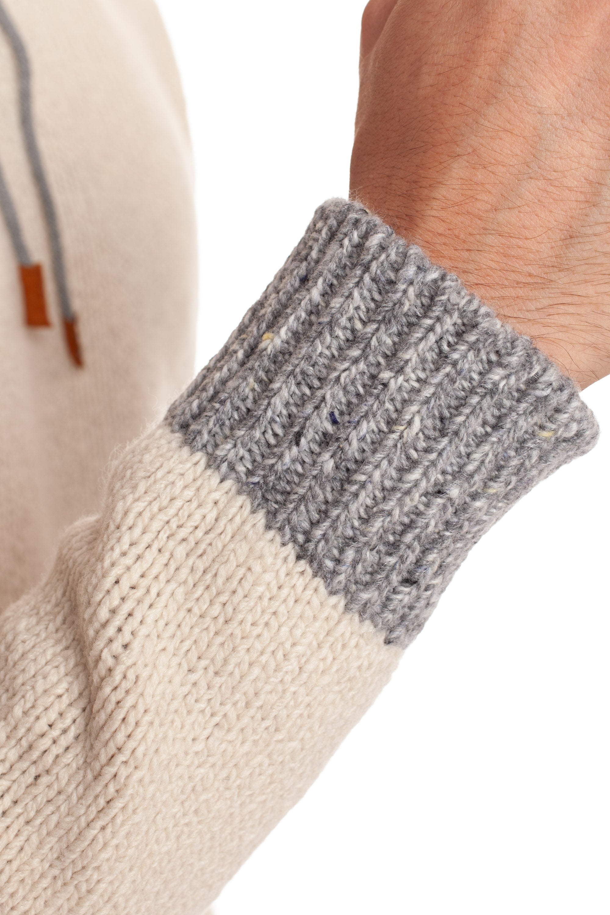 Hooded sweater in gauge 3 wool-cashmere