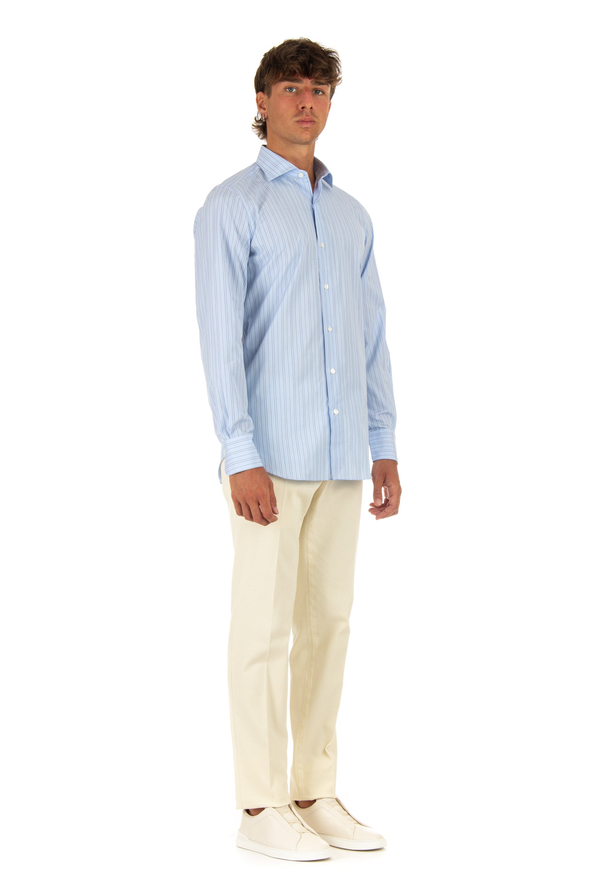 Finamore Camicia sartoriale rigata in popeline linea milano ML-ZNPS-Z 046035 C0533 2 