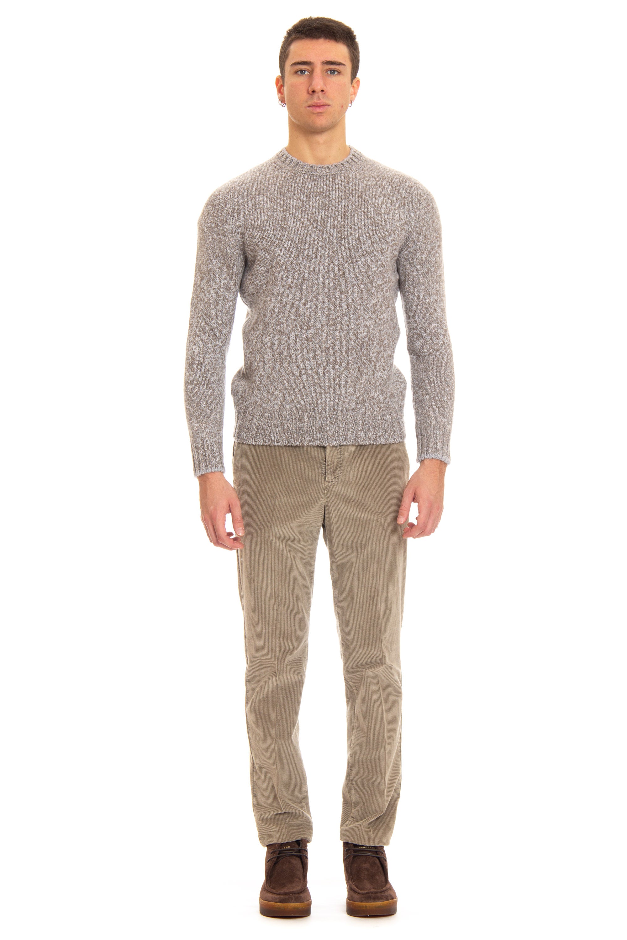 Mouline' virgin wool crew-neck sweater