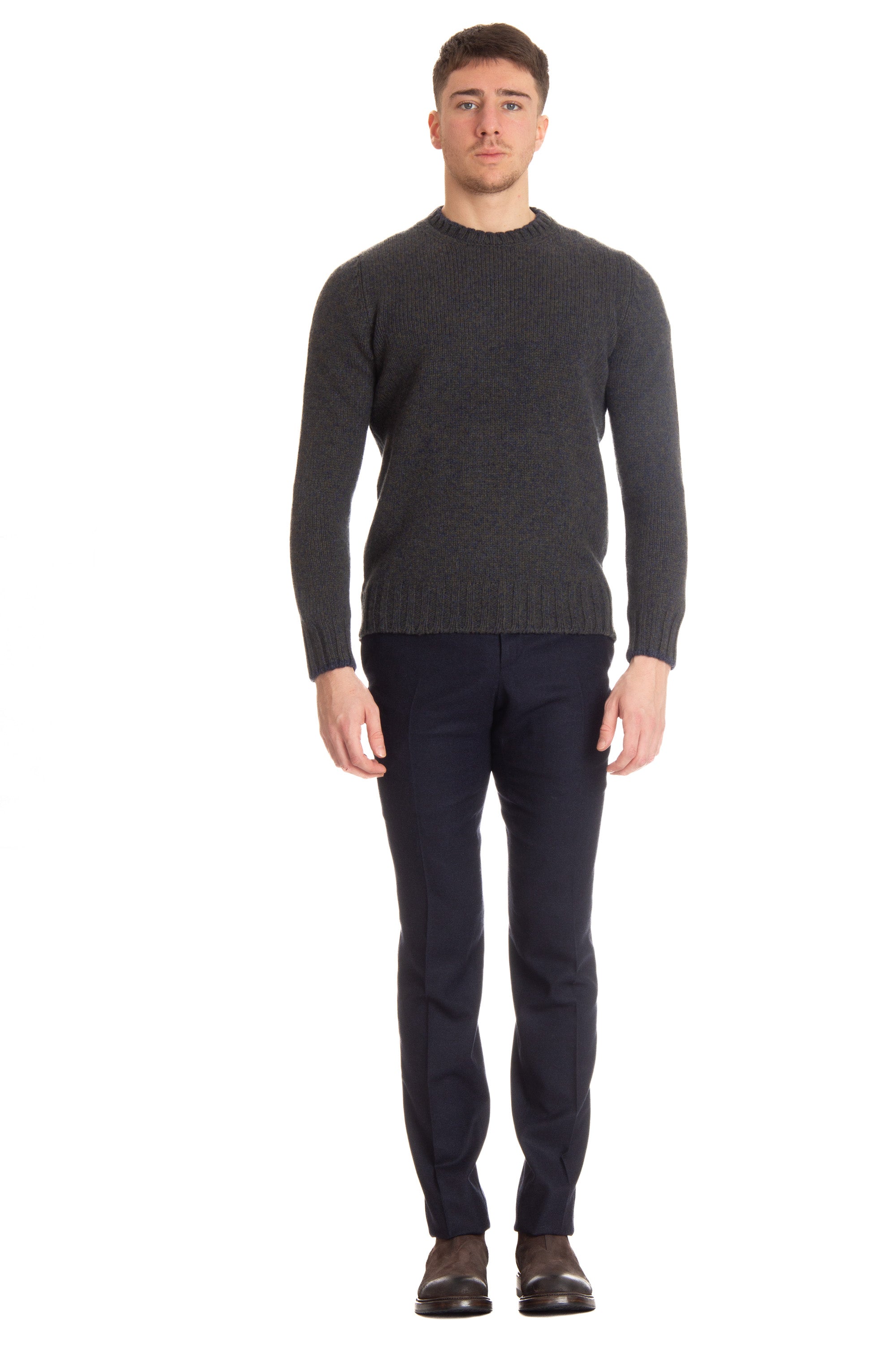 Mouline' virgin wool crew-neck sweater