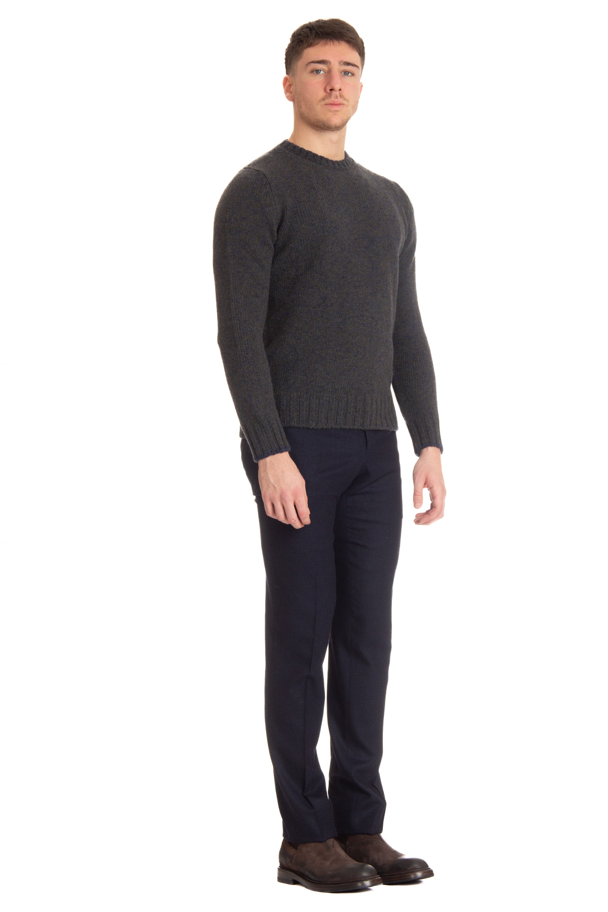 Mouline' virgin wool crew-neck sweater