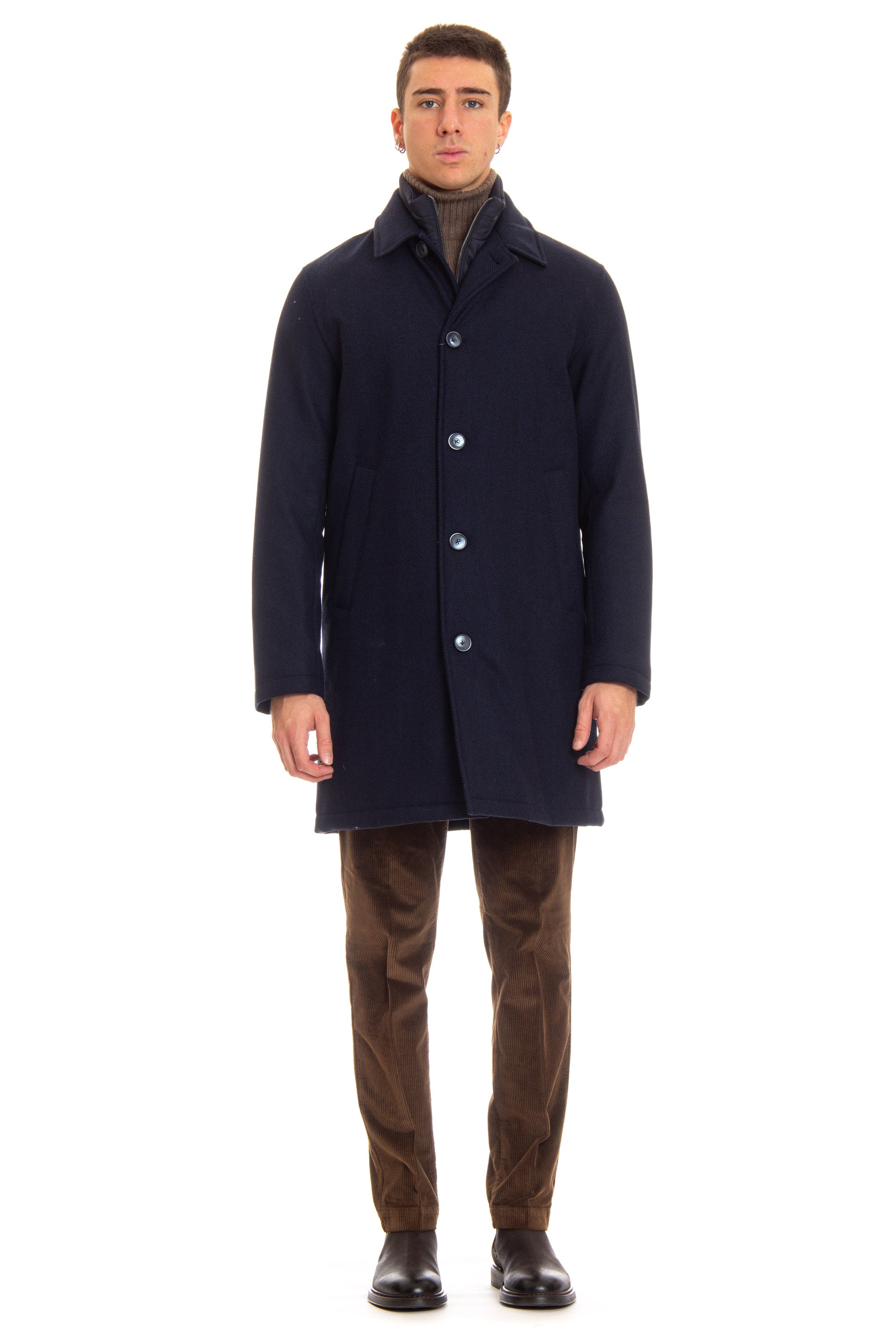 Loro Piana diagonal wool car coat