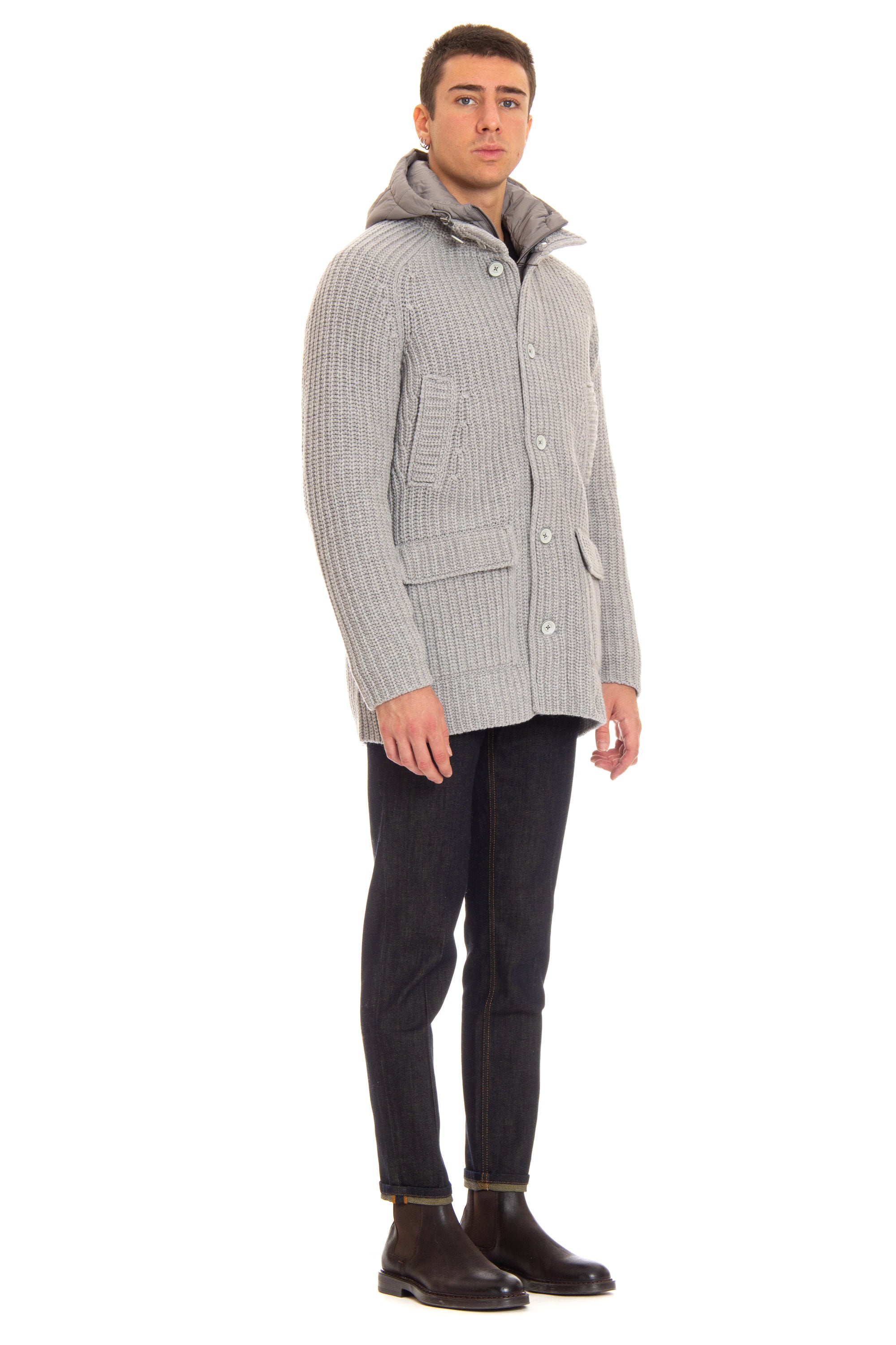 Wool knitted jacket with detachable interior