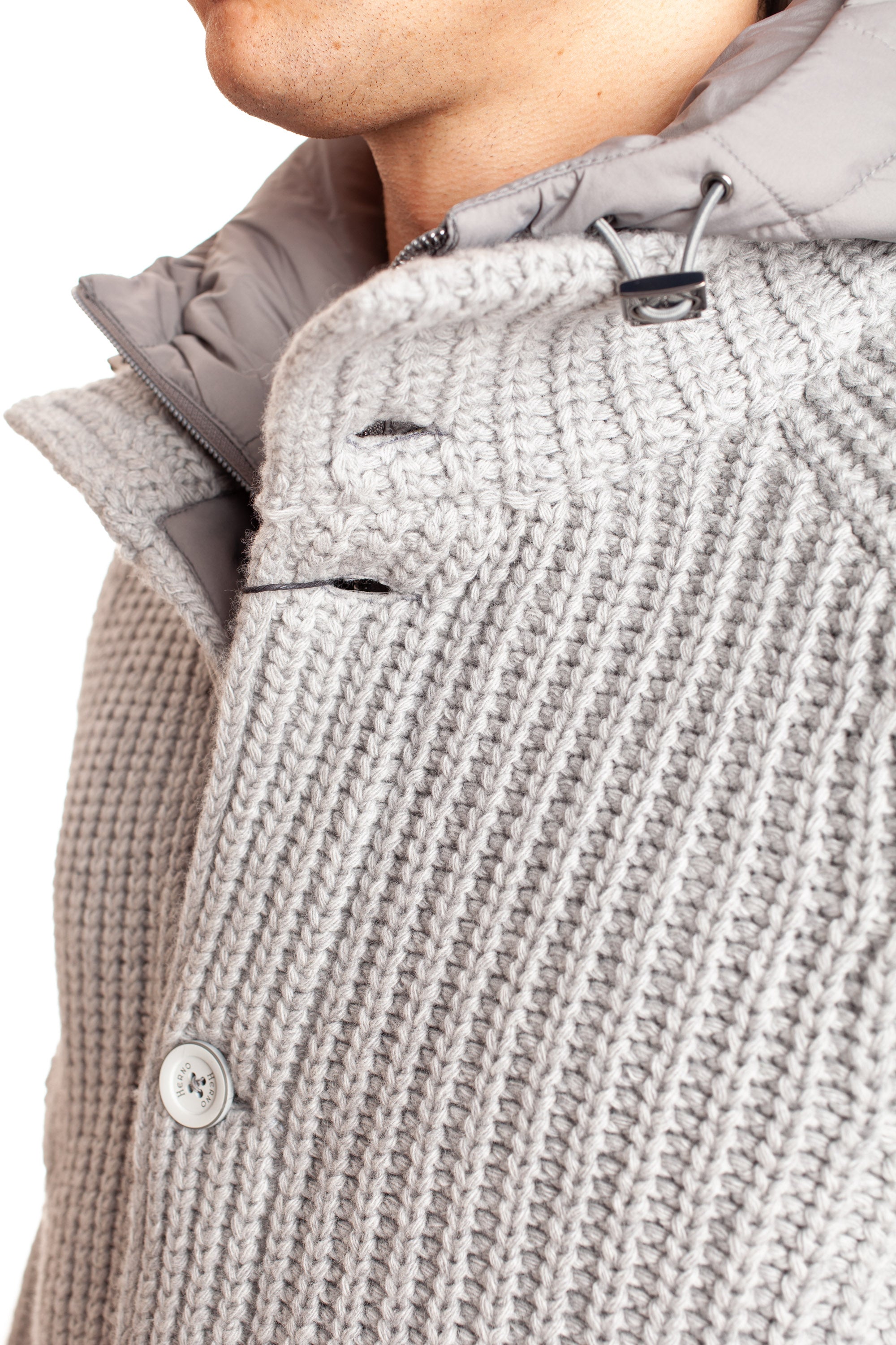 Wool knitted jacket with detachable interior