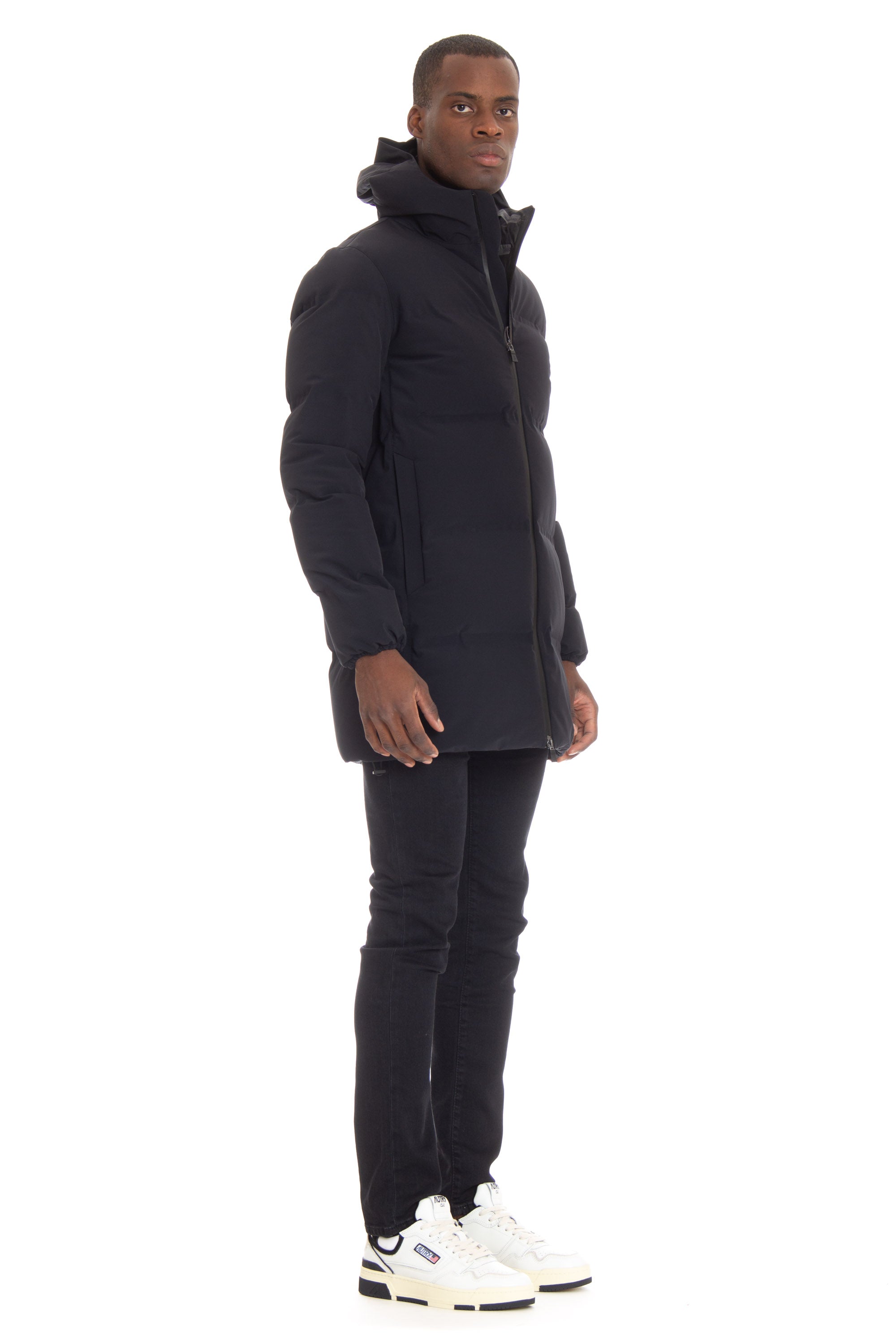 Long Laminar line down jacket