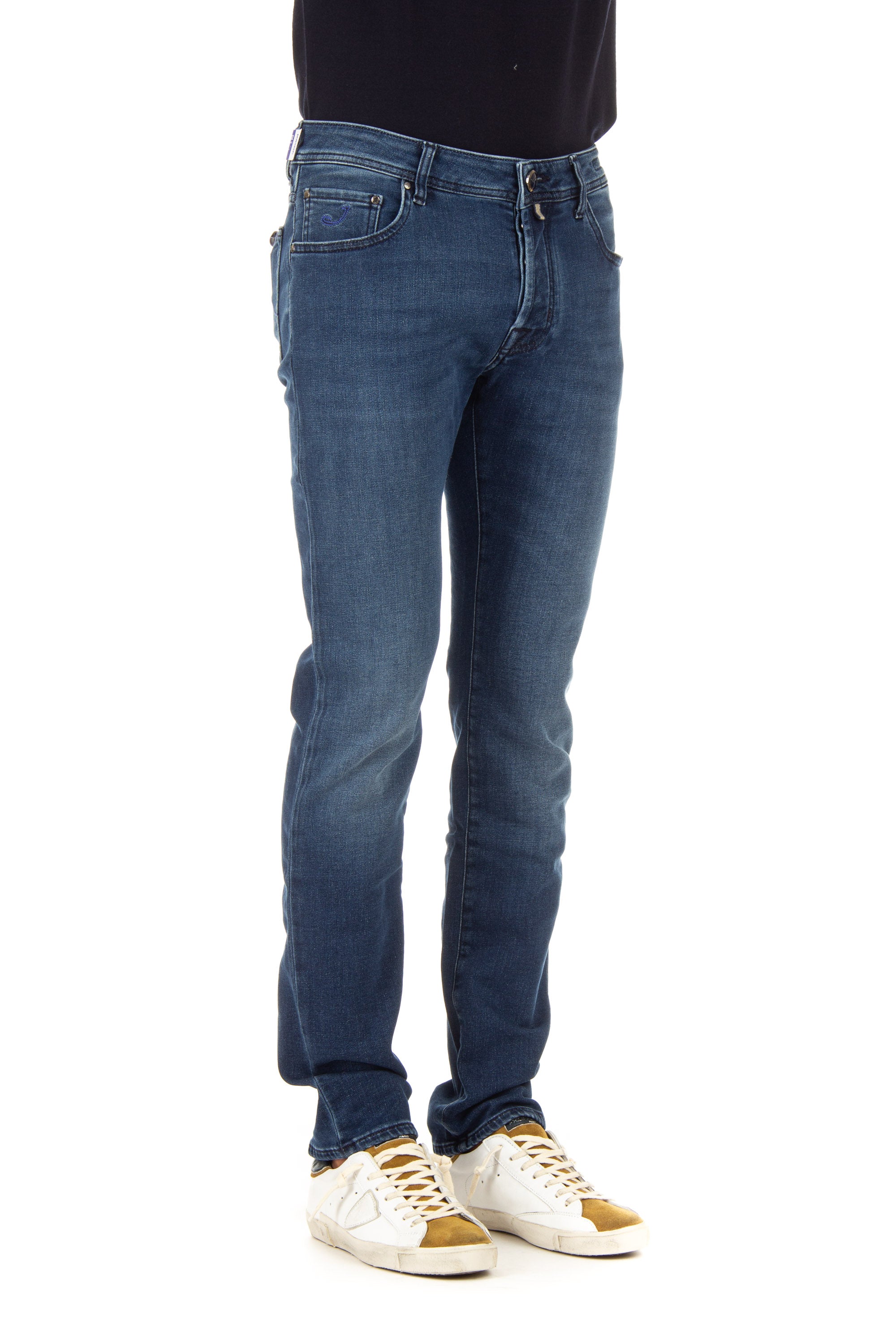 Two-tone nick fit label jeans