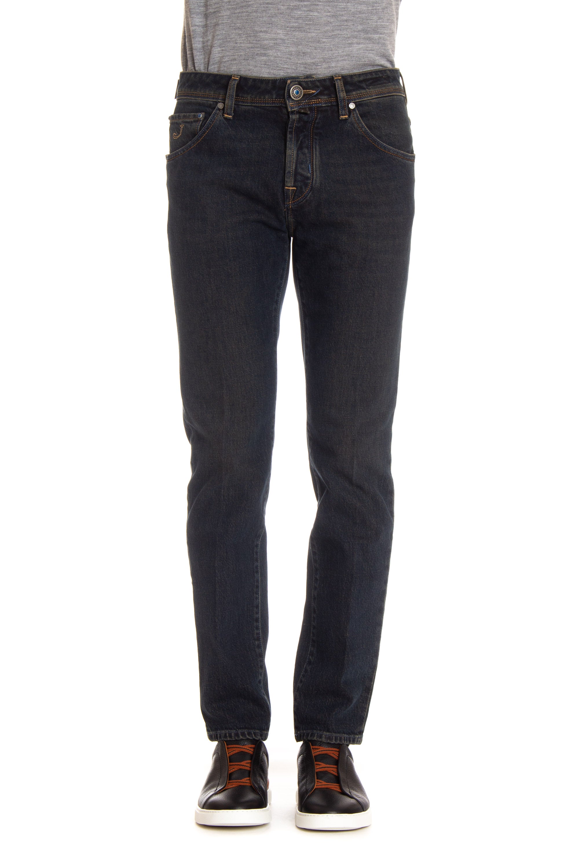 Scott fit jeans with stone-set label