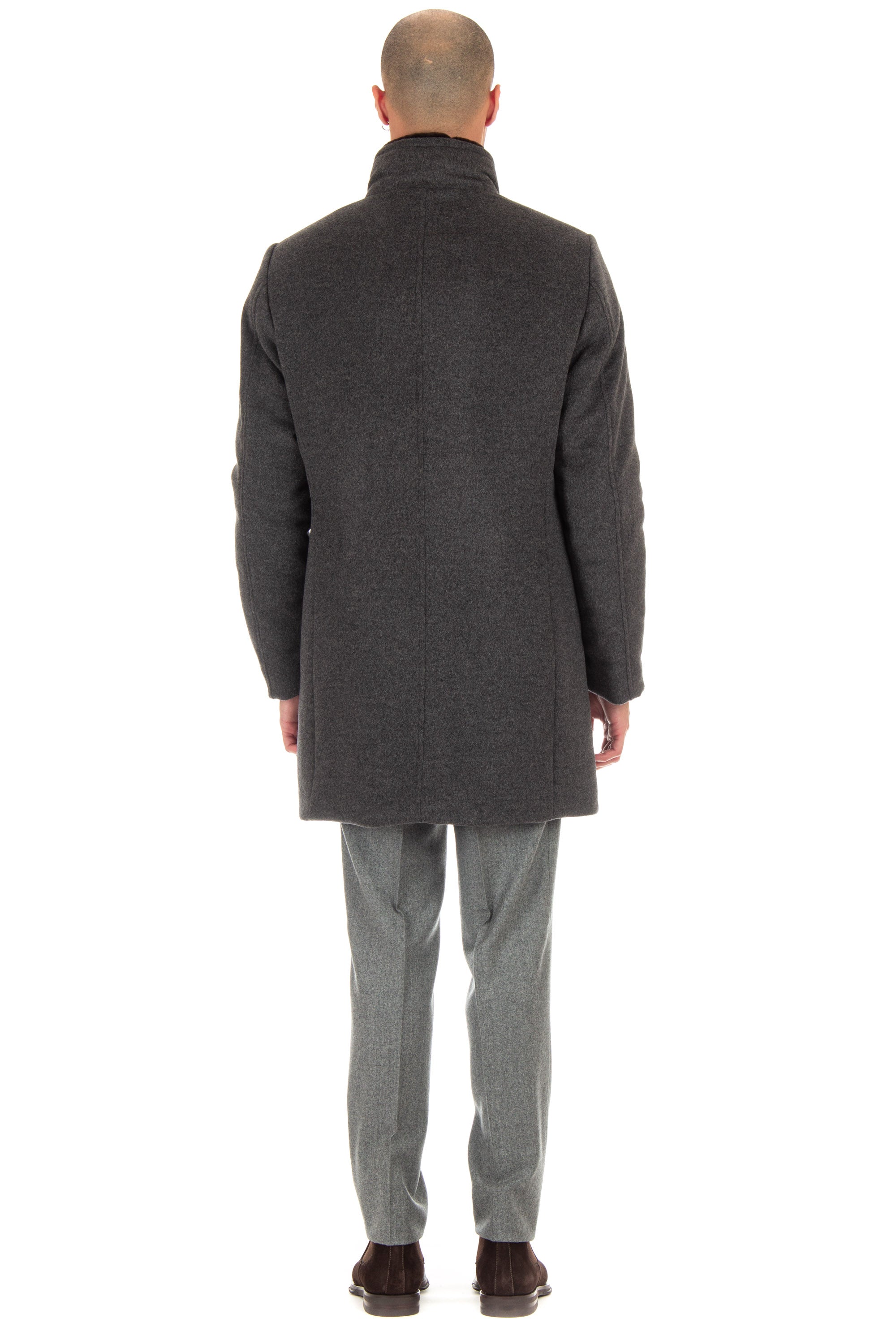 Down-padded wool coat with Bond-Fur-Le beaver collar