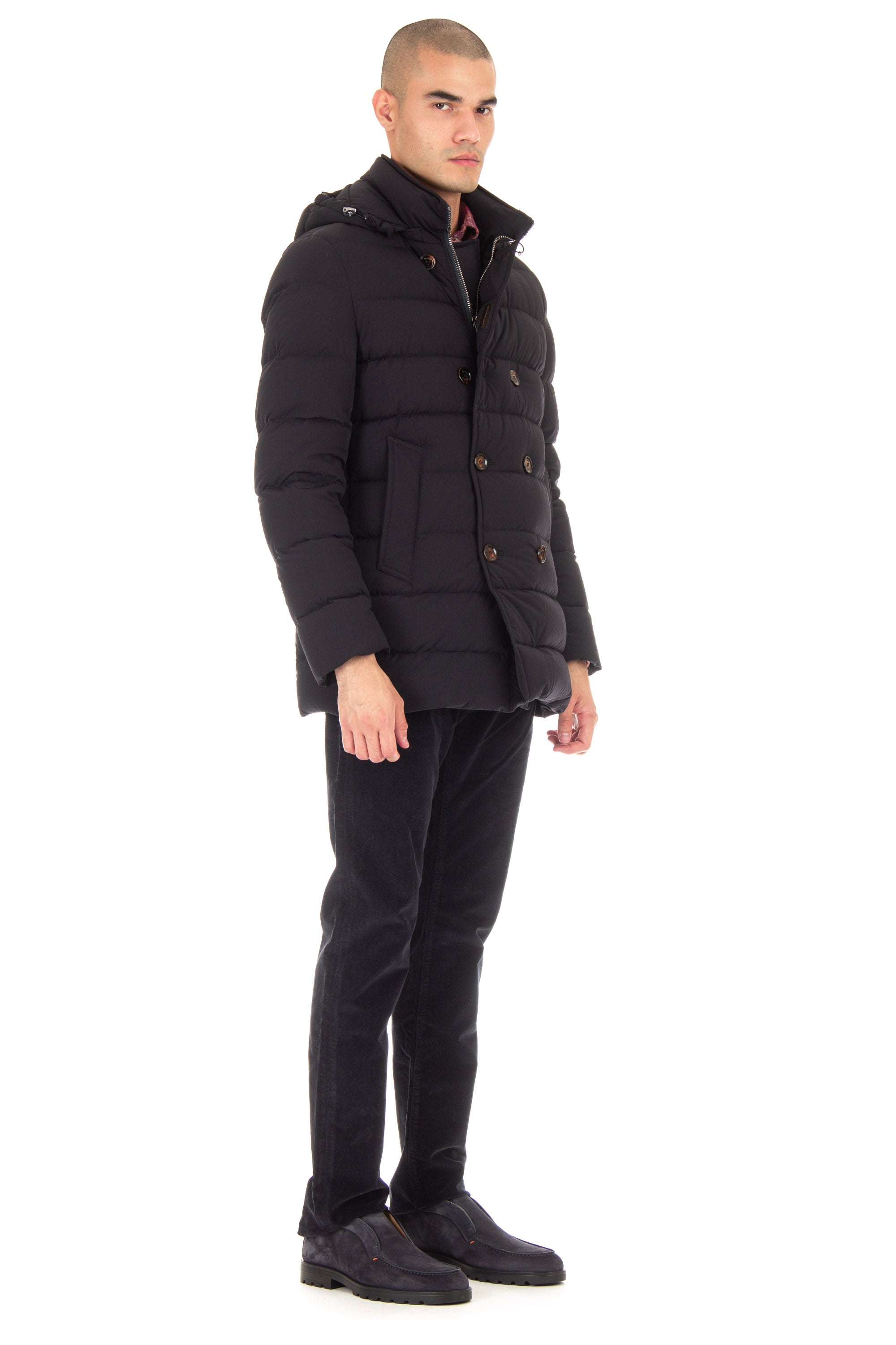 Double-breasted down jacket in bi-stretch nylon mod. florio-kn