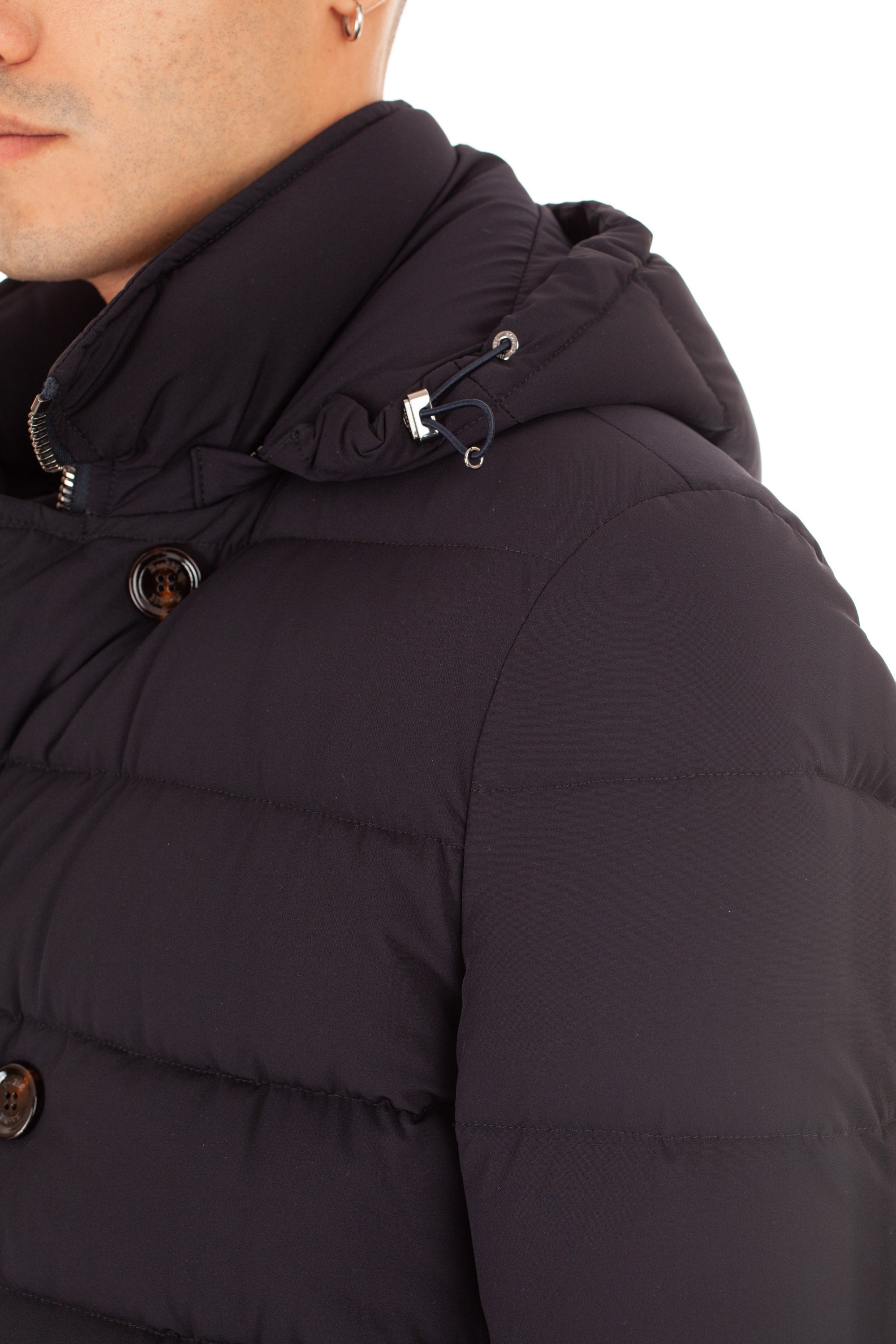 Zweireihige Daunenjacke aus Bi-Stretch-Nylon Mod. florio-kn