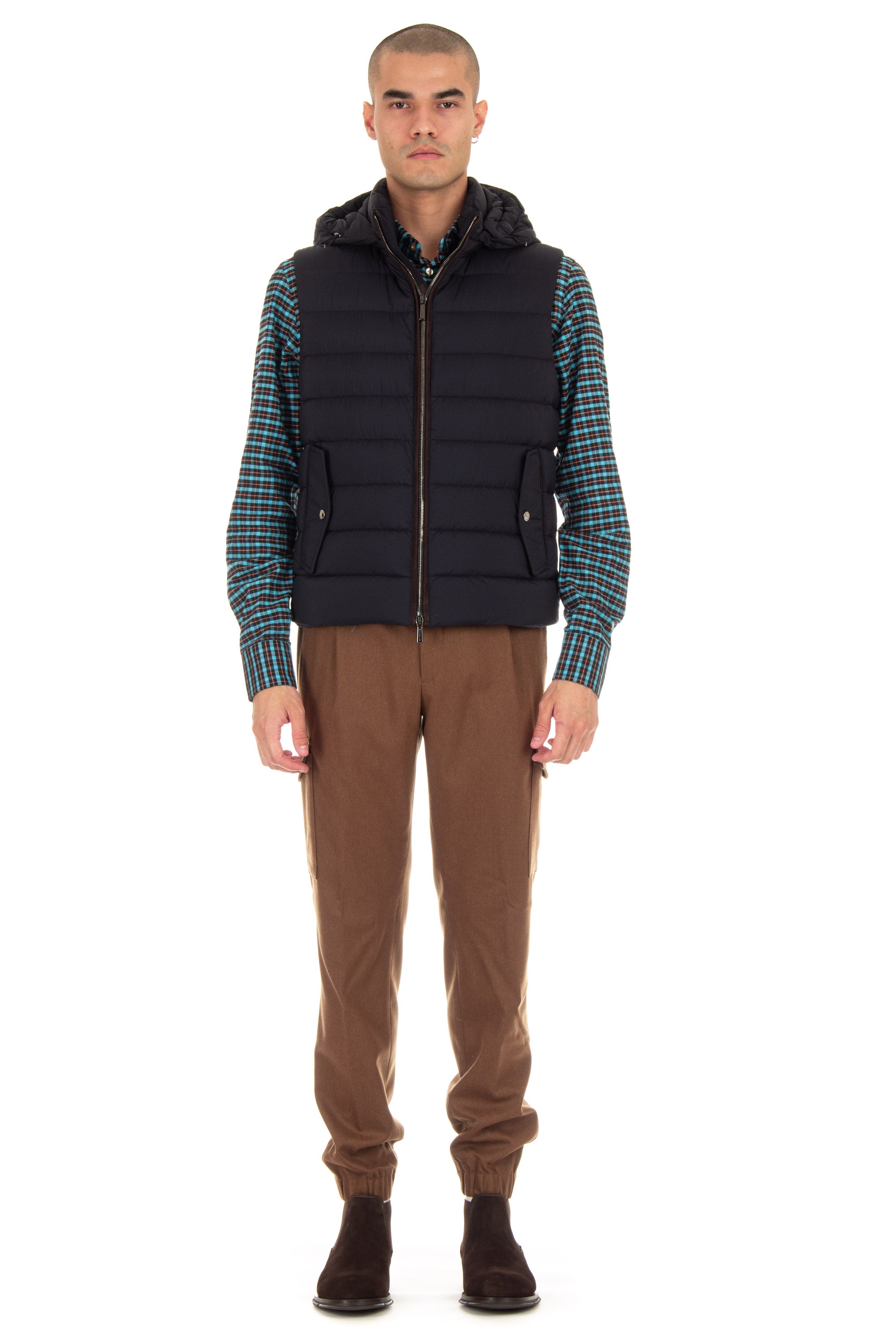 Gilet con dettagli in pelle mod. kitami-s3