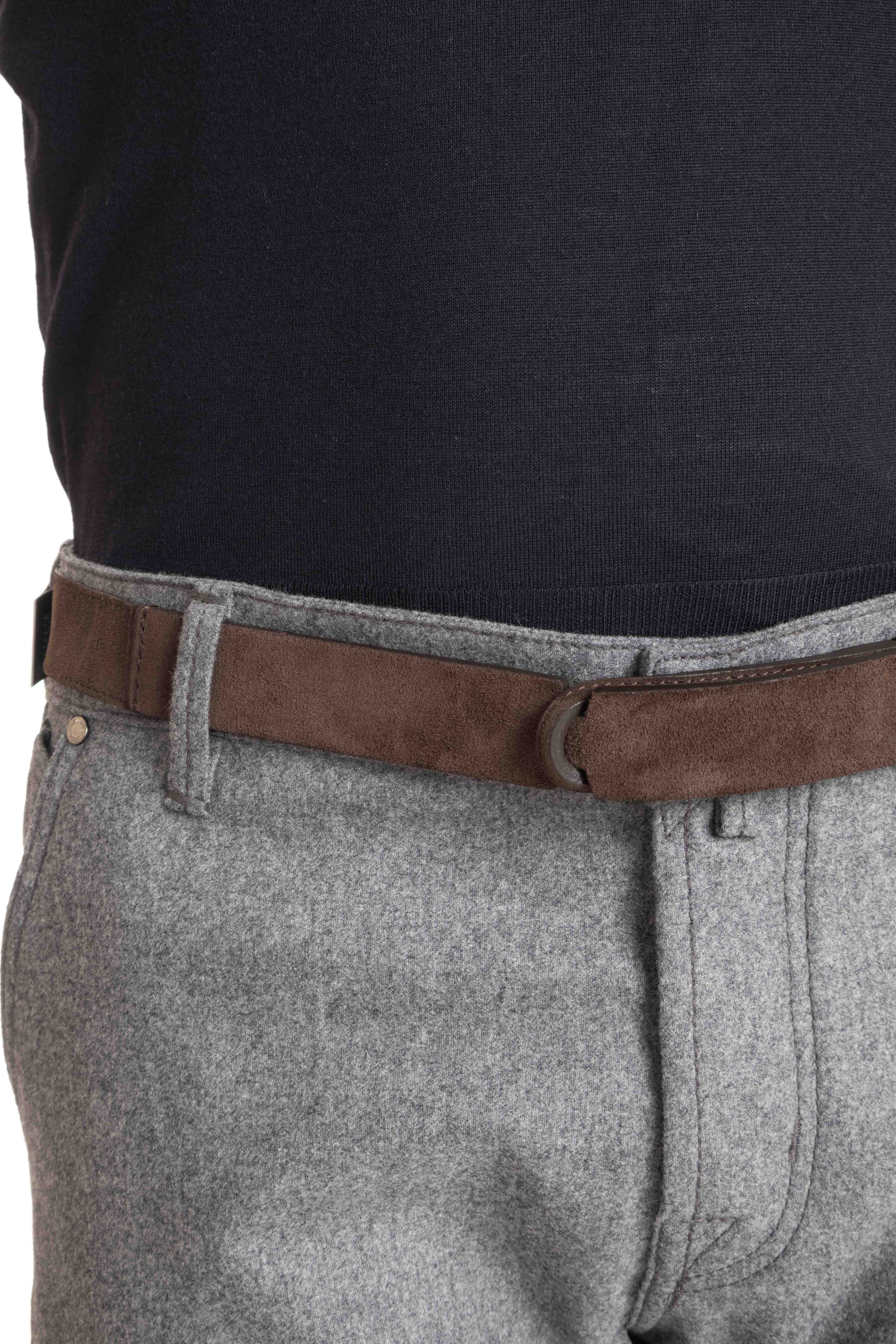 Belt without buckle in suede