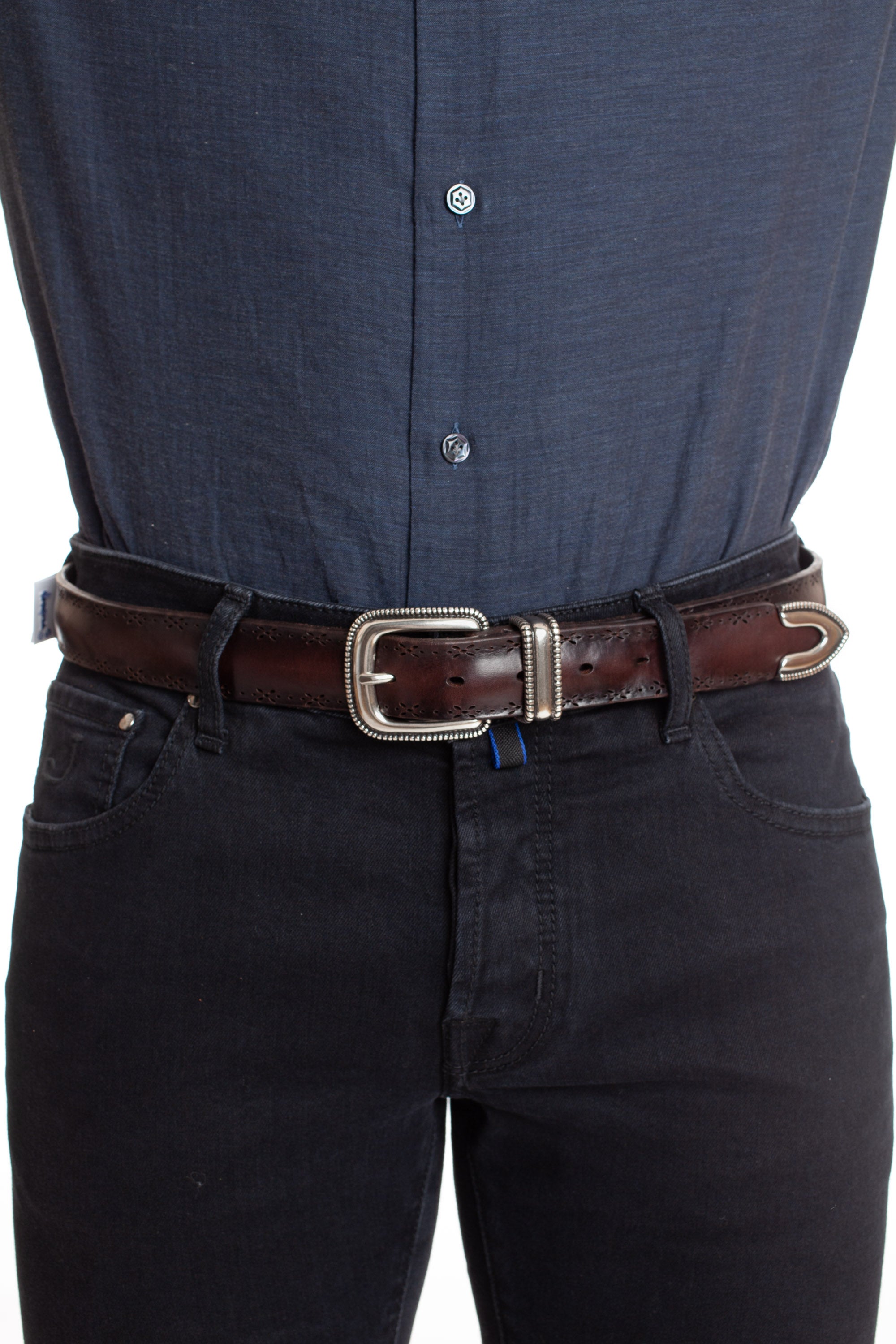 Leather Texas belt with tip