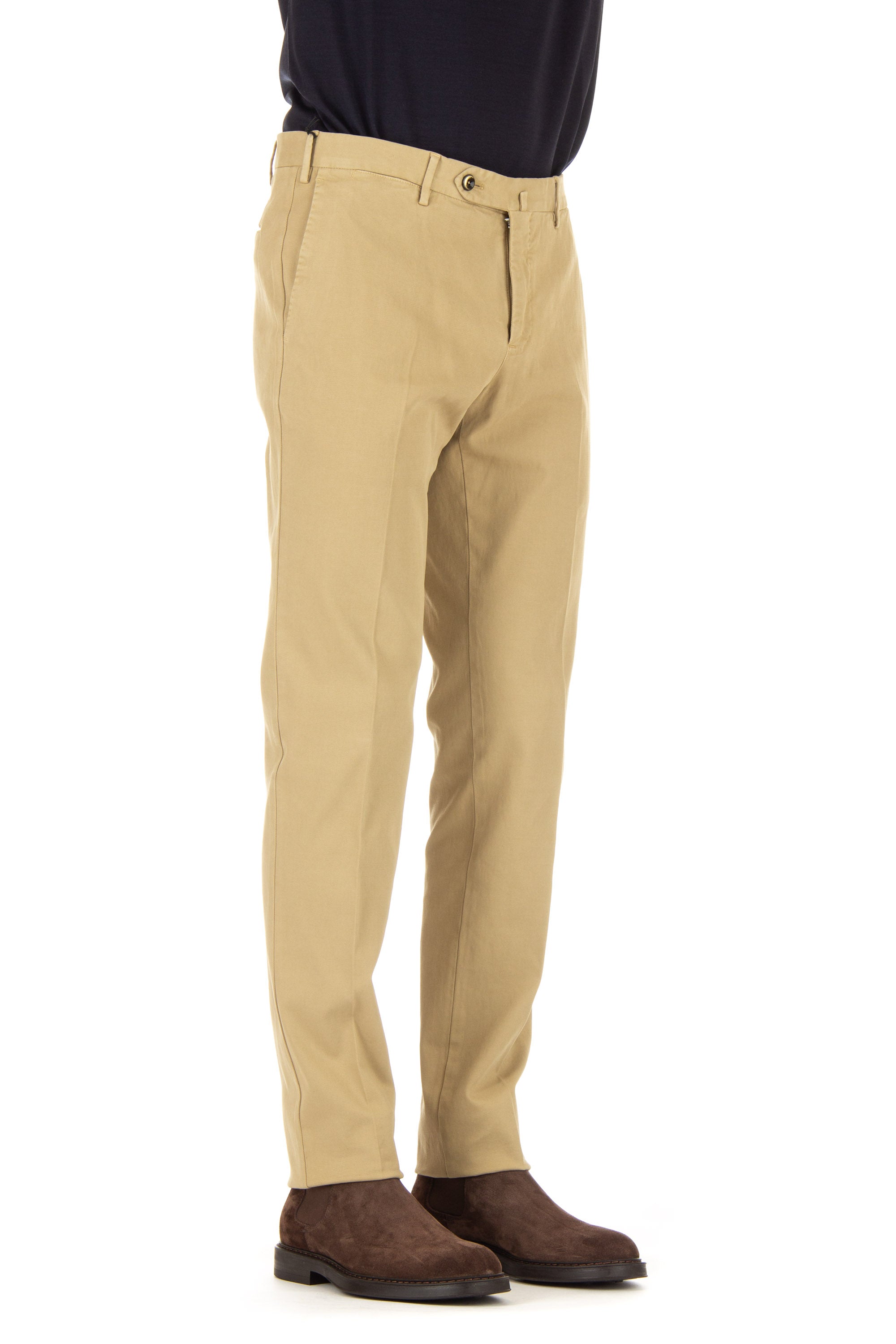 Slim fit cotton twill trousers