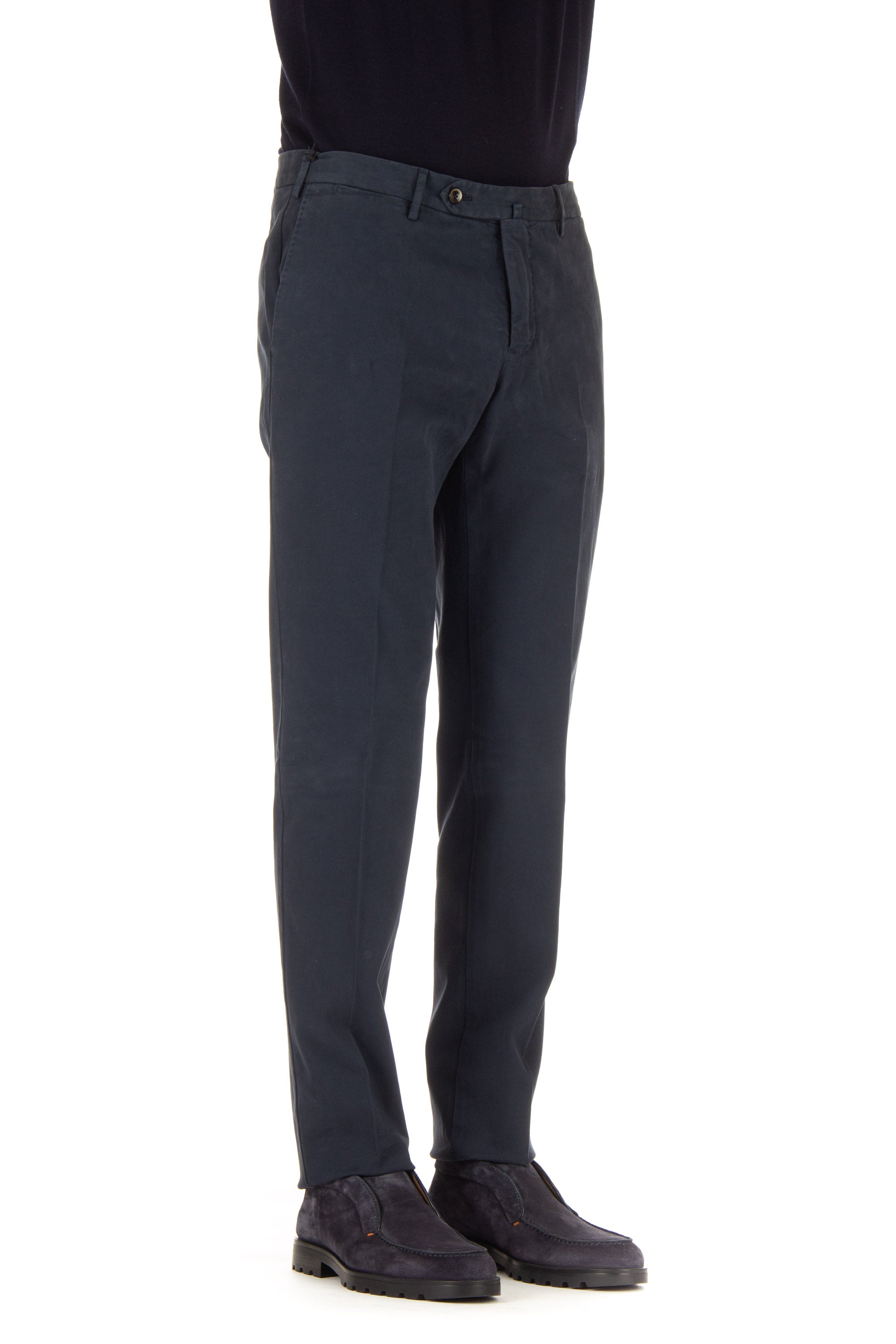 Slim fit cotton twill trousers