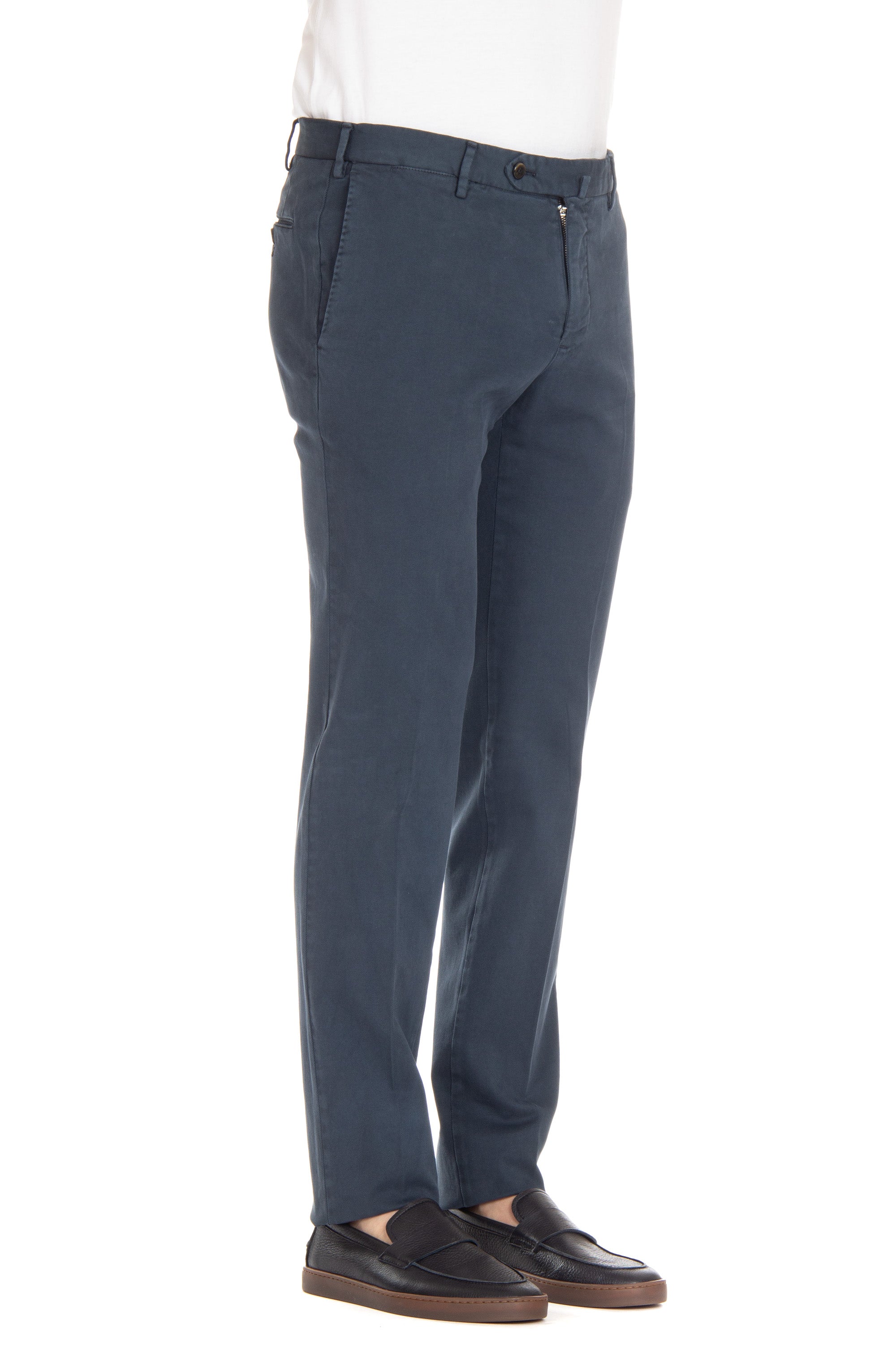 Slim fit cotton-cashmere drill trousers