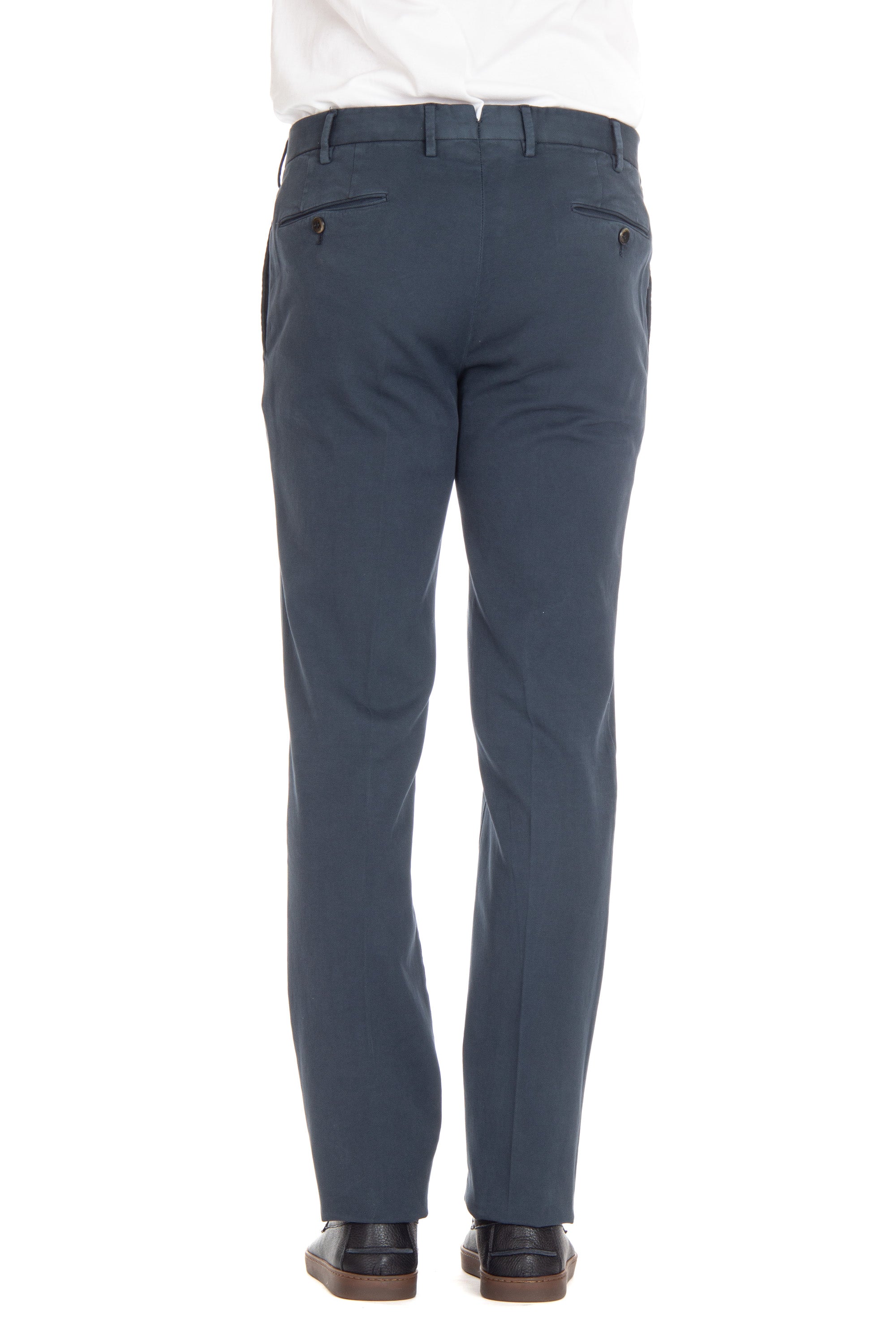 Pantatone in drill di cotone-cashmere slim fit