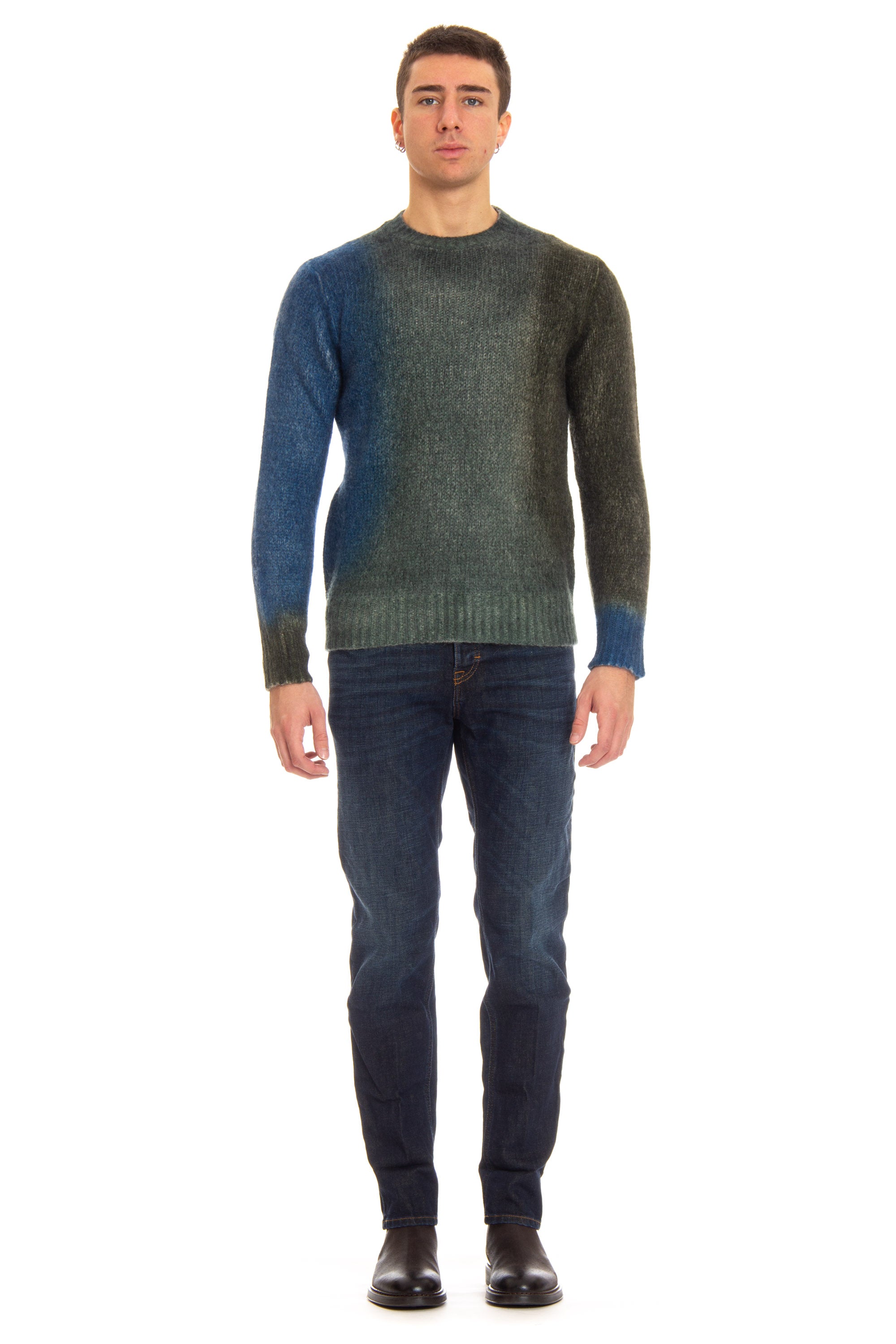 Crewneck in spray-dyed alpaca