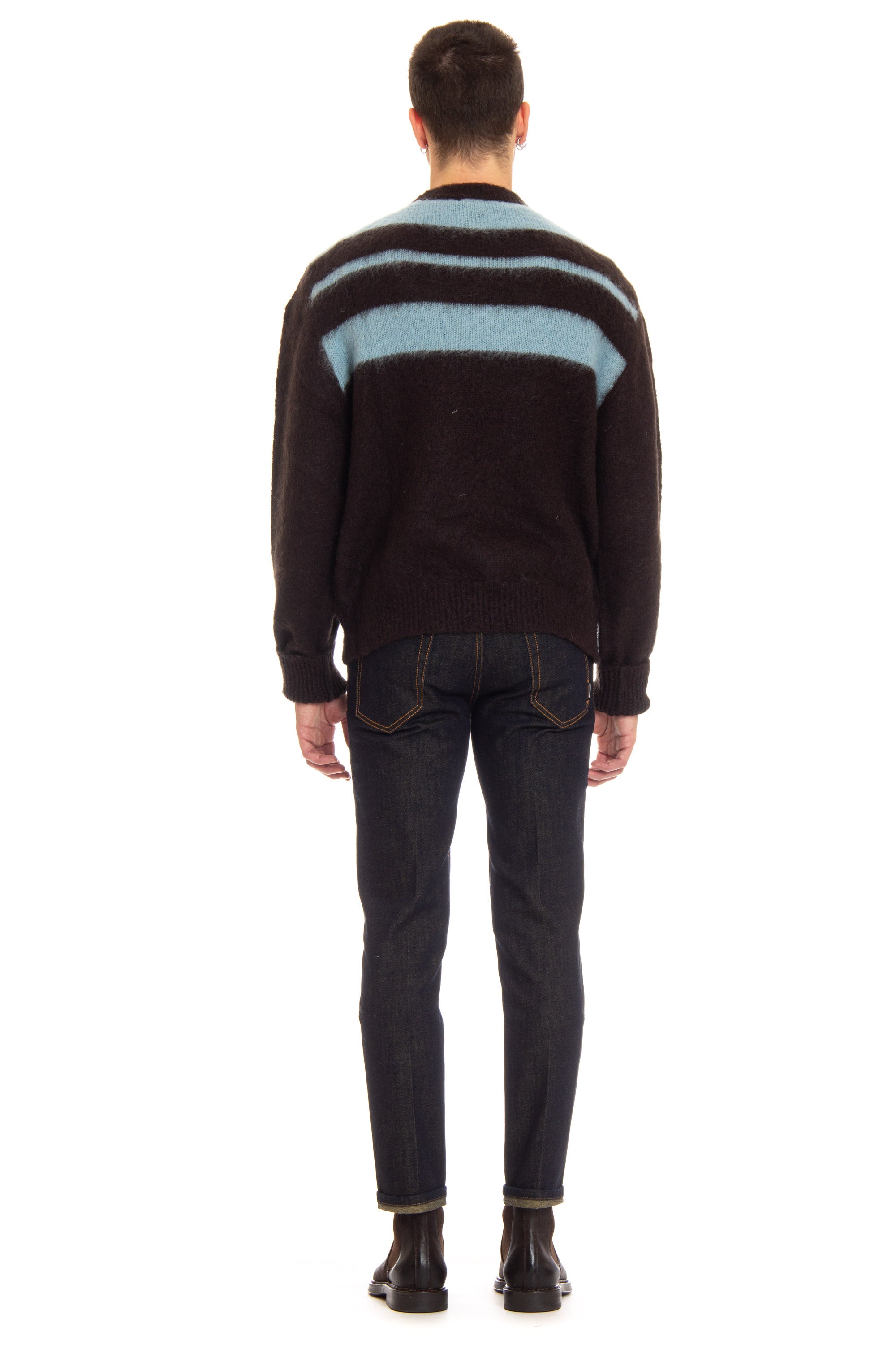 Striped crewneck in mohair wool