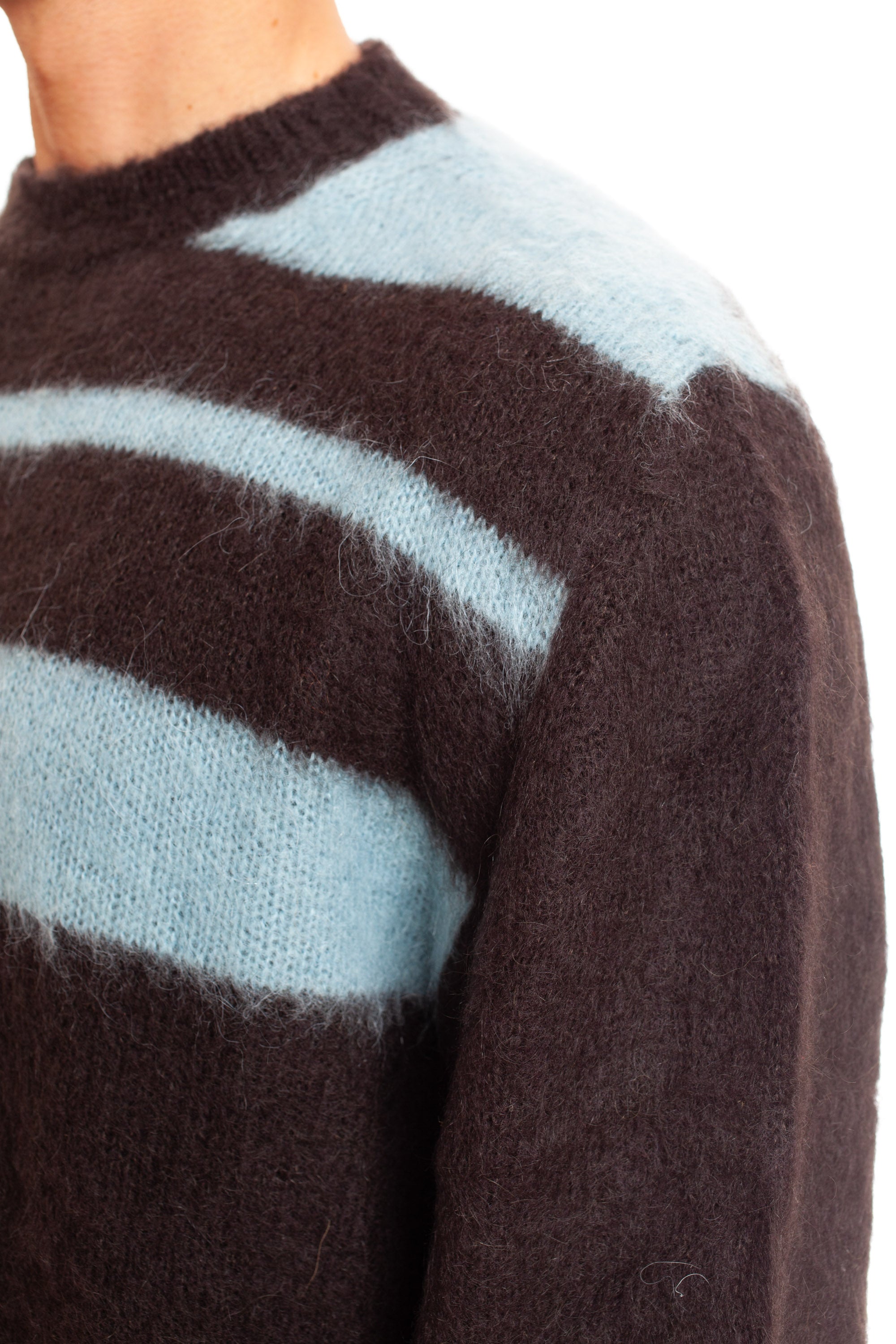 Striped crewneck in mohair wool