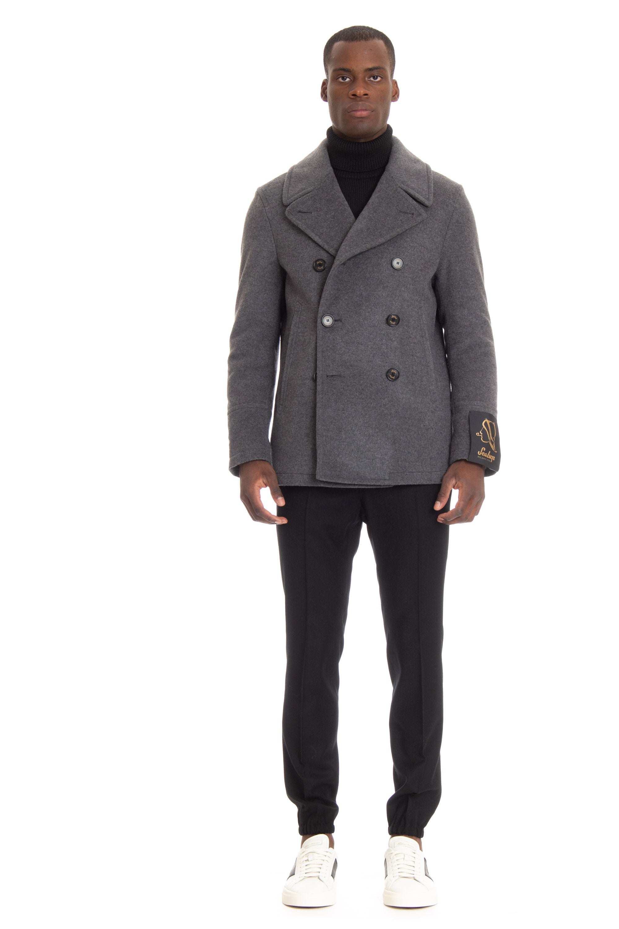 Amalfi model cashmere wool peacoat