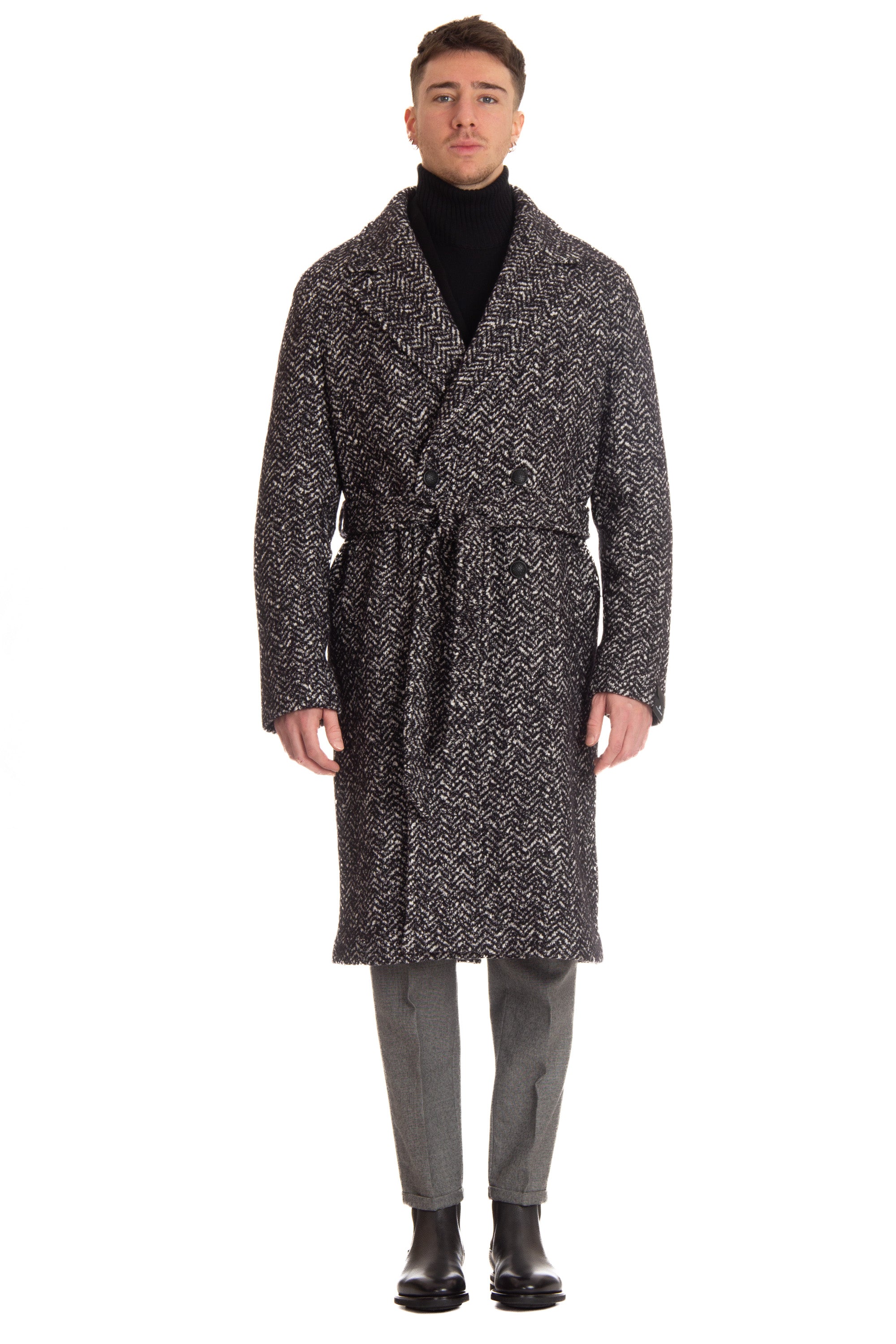 Cappotto doppiopetto in lana-cotone mod. Royce