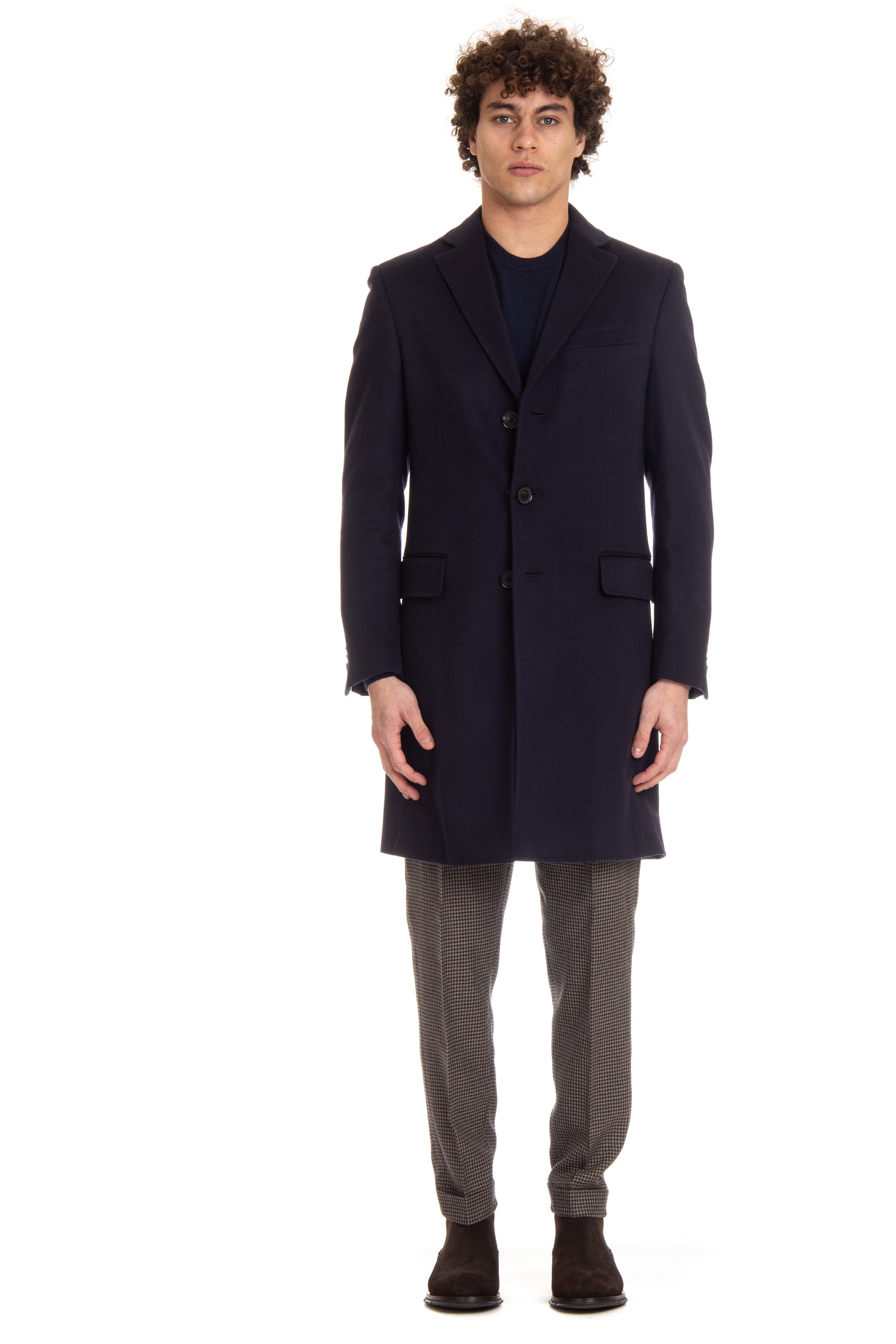 Single-breasted coat in comfort wool-cashmere