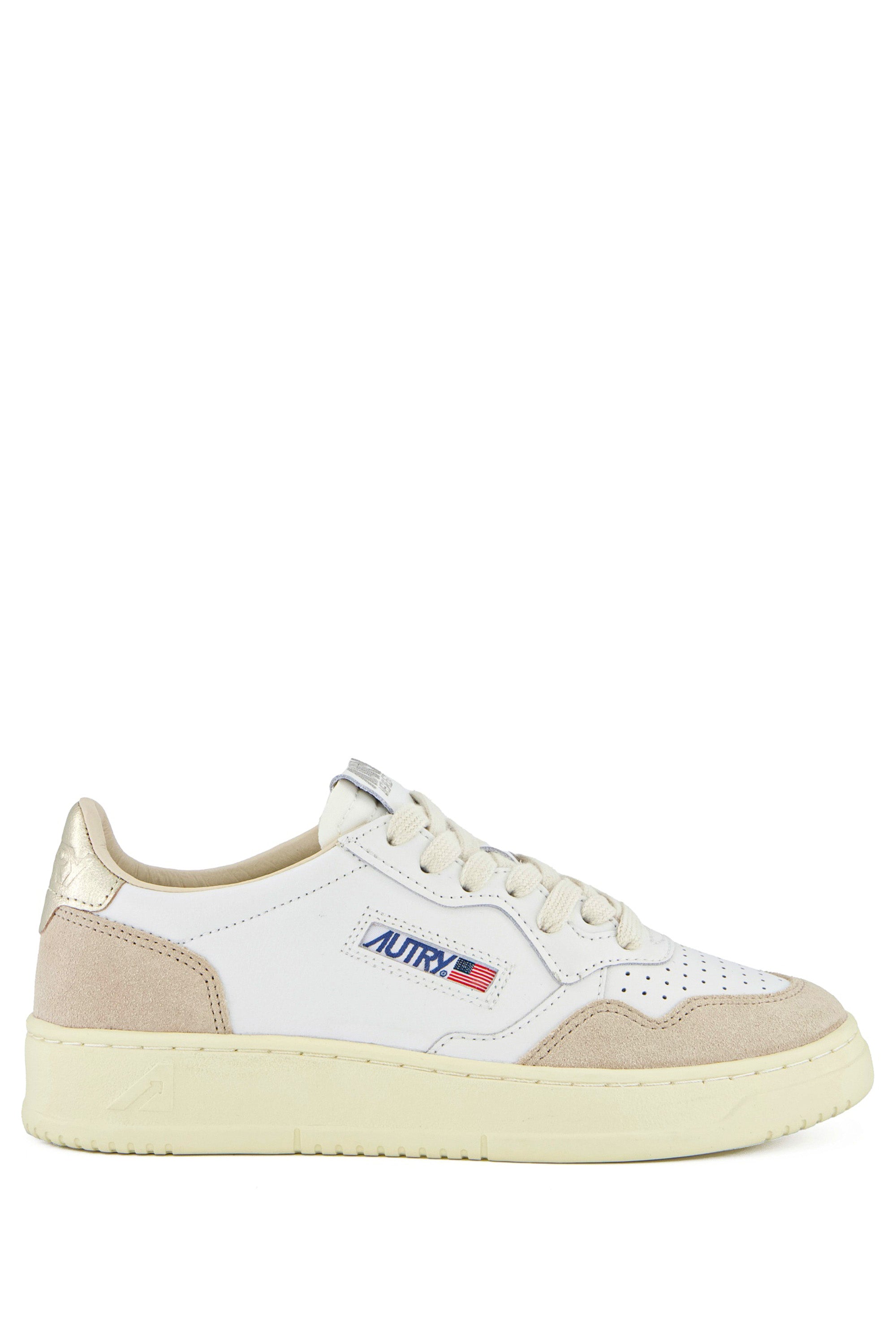 Autry Sneaker Medalist donna bimateriale con talloncino oro AULW LS75 WHT/GOLD 
