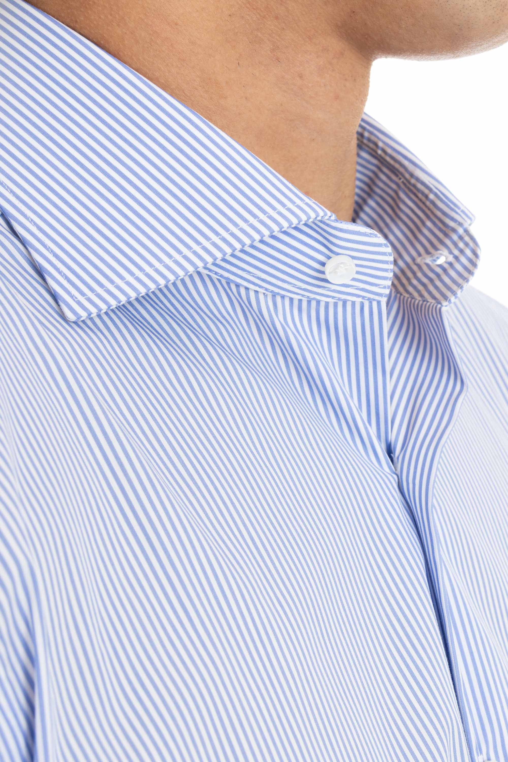 Camicia rigata in popeline stretch Etichetta Nera