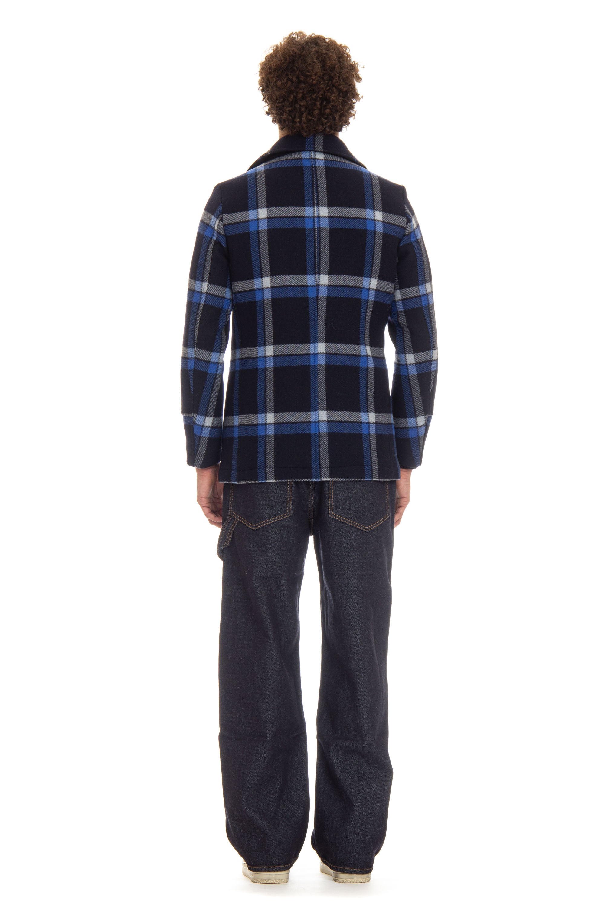 Wool peacoat with Air-Warm padding in tartan pattern