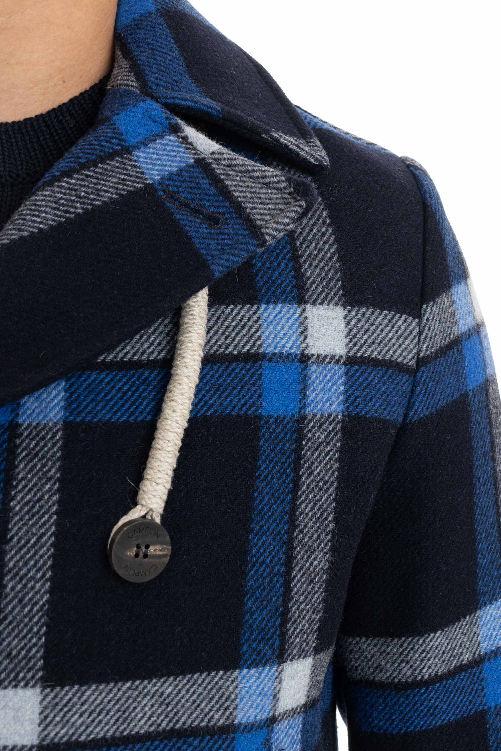 Wool peacoat with Air-Warm padding in tartan pattern