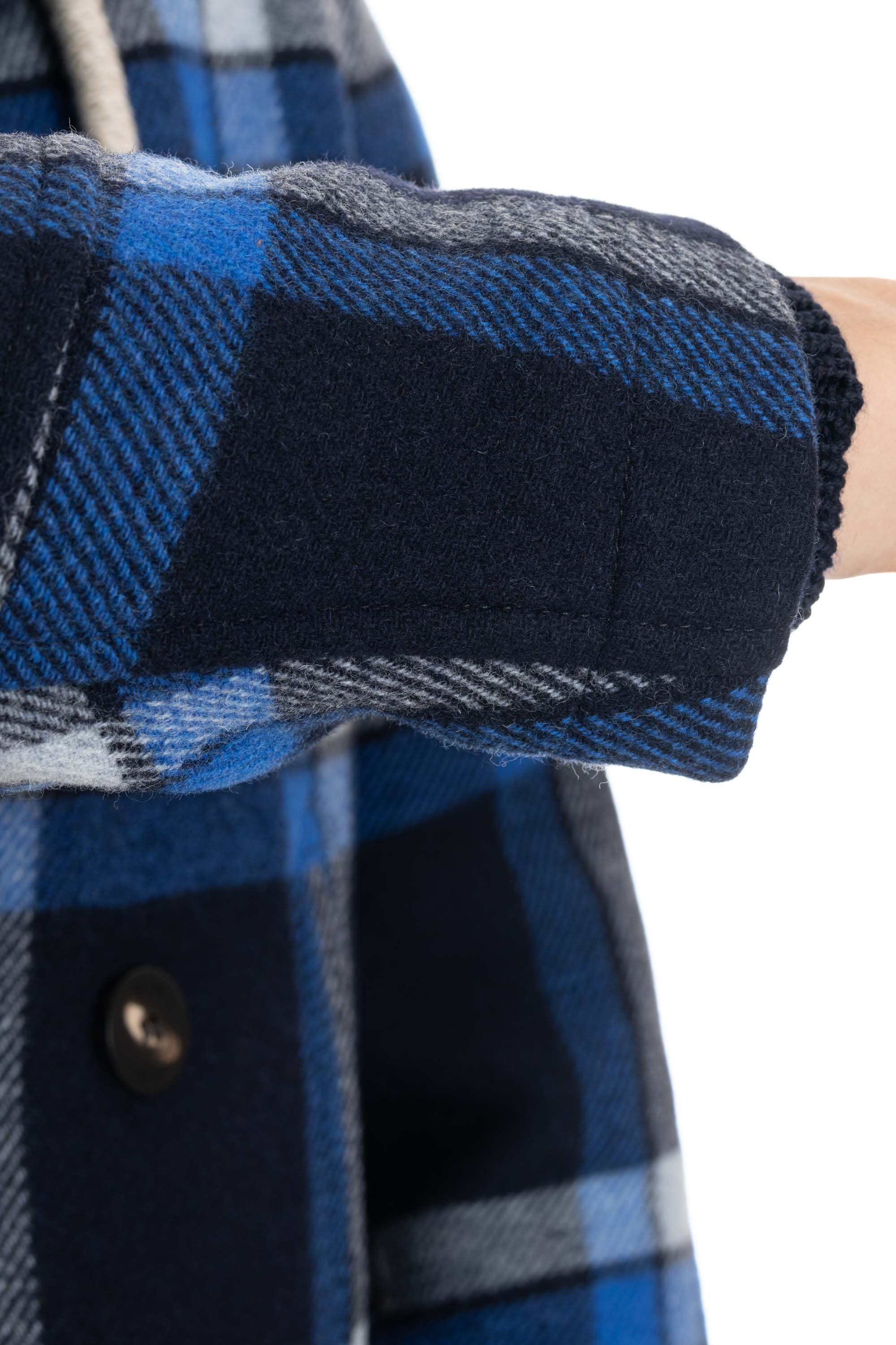 Wool peacoat with Air-Warm padding in tartan pattern