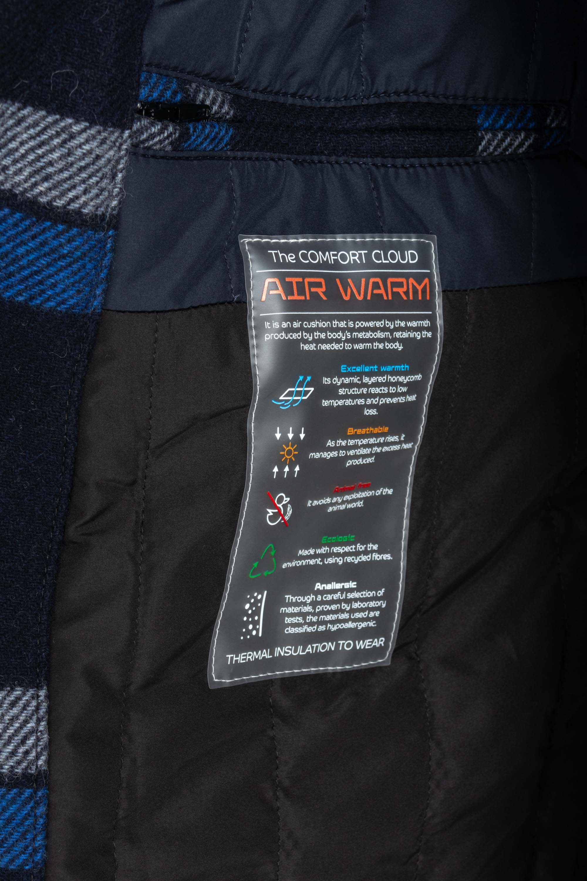 Peacoat aus Wolle mit Air-Warm-Wattierung im Schottenmuster