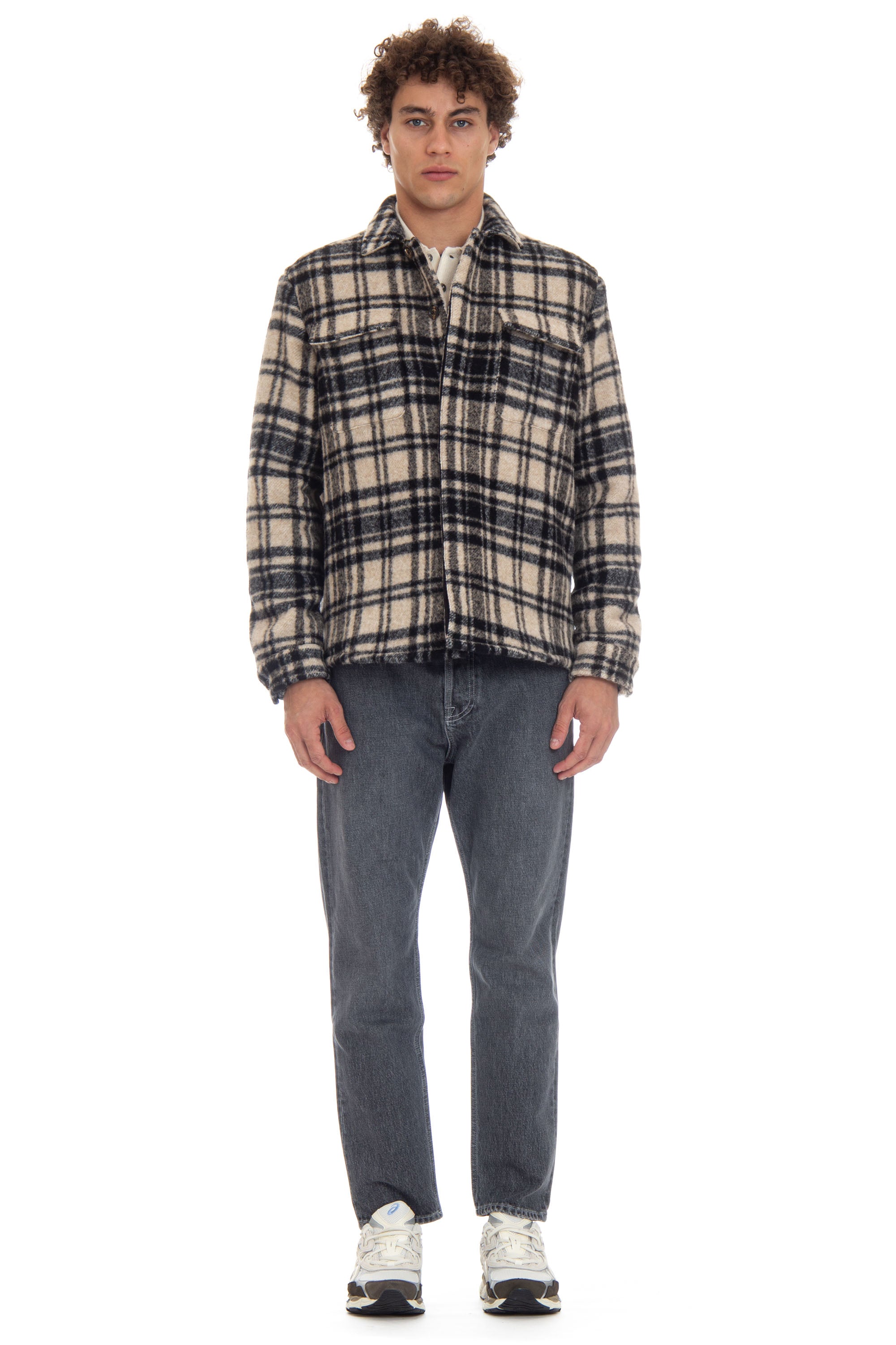 Overshirt in alpaca-lana fantasia tartan